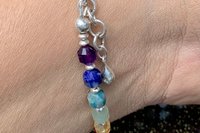 Multicolored Gemstone Energy Bracelet, Chakra Gemstones, Faceted Energy Prism Bracelet, Sterling Silver Bracelet