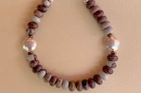 Crazy Horse Stone Rondelle Bracelet, Earth Tone Jewelry, Sterling and Hill Tribe Fine Silver Bracelet