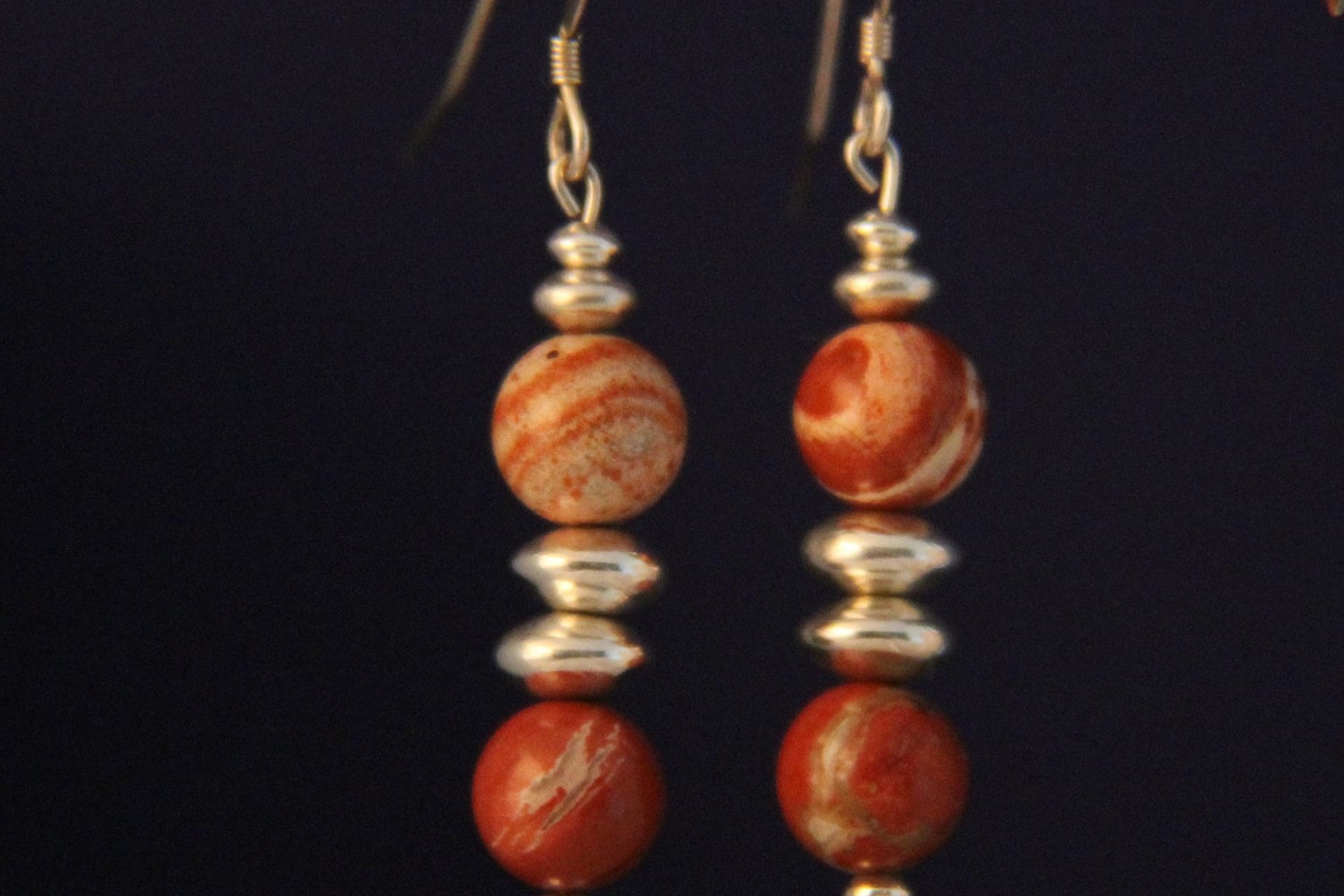 Red Jasper Earrings, Sterling Silver Earrings, Southwestern Earrings, Gemstone Earrings