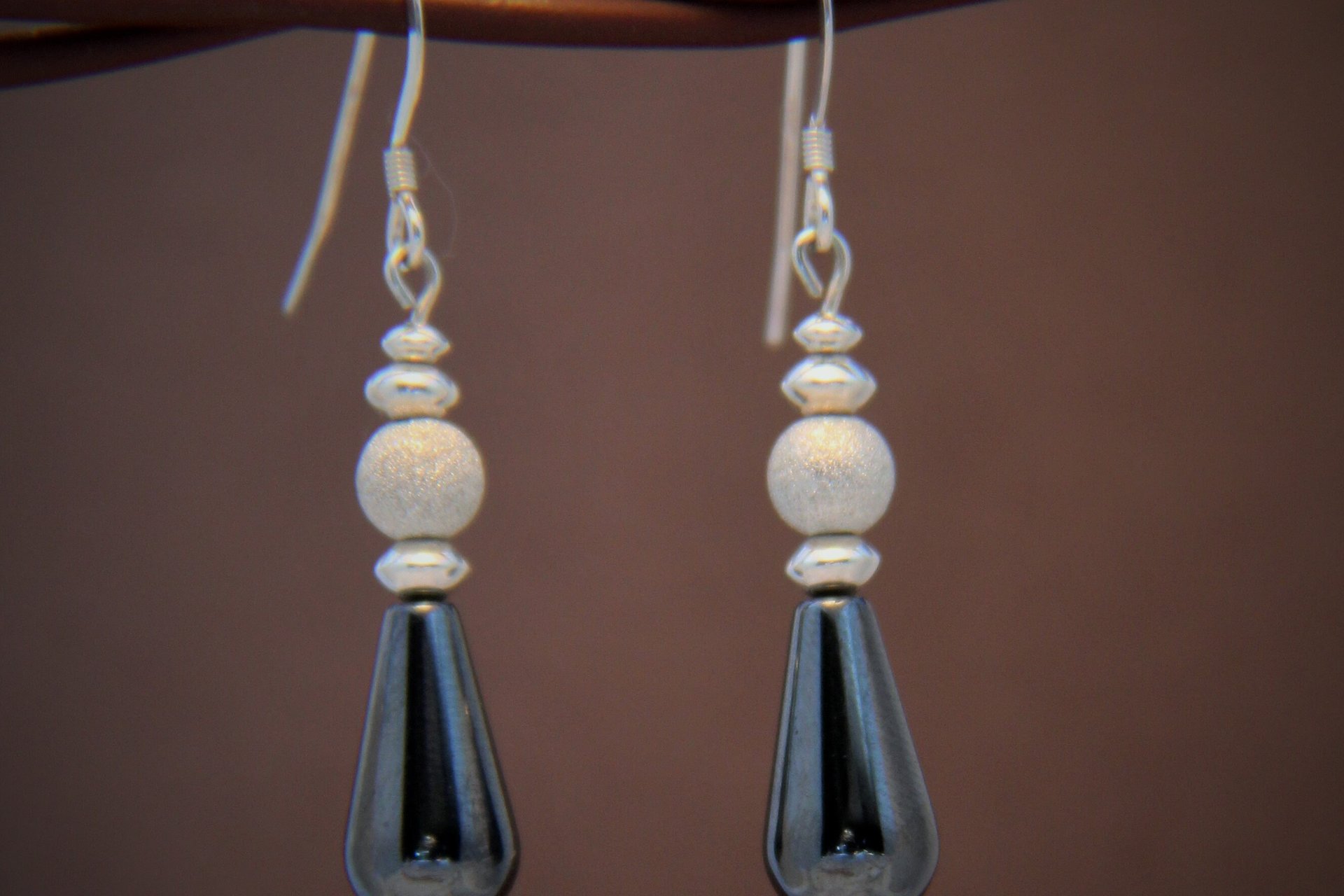 Hemalyke Teardrop Earrings, Sterling Silver Earrings, Stardust Silver Earrings