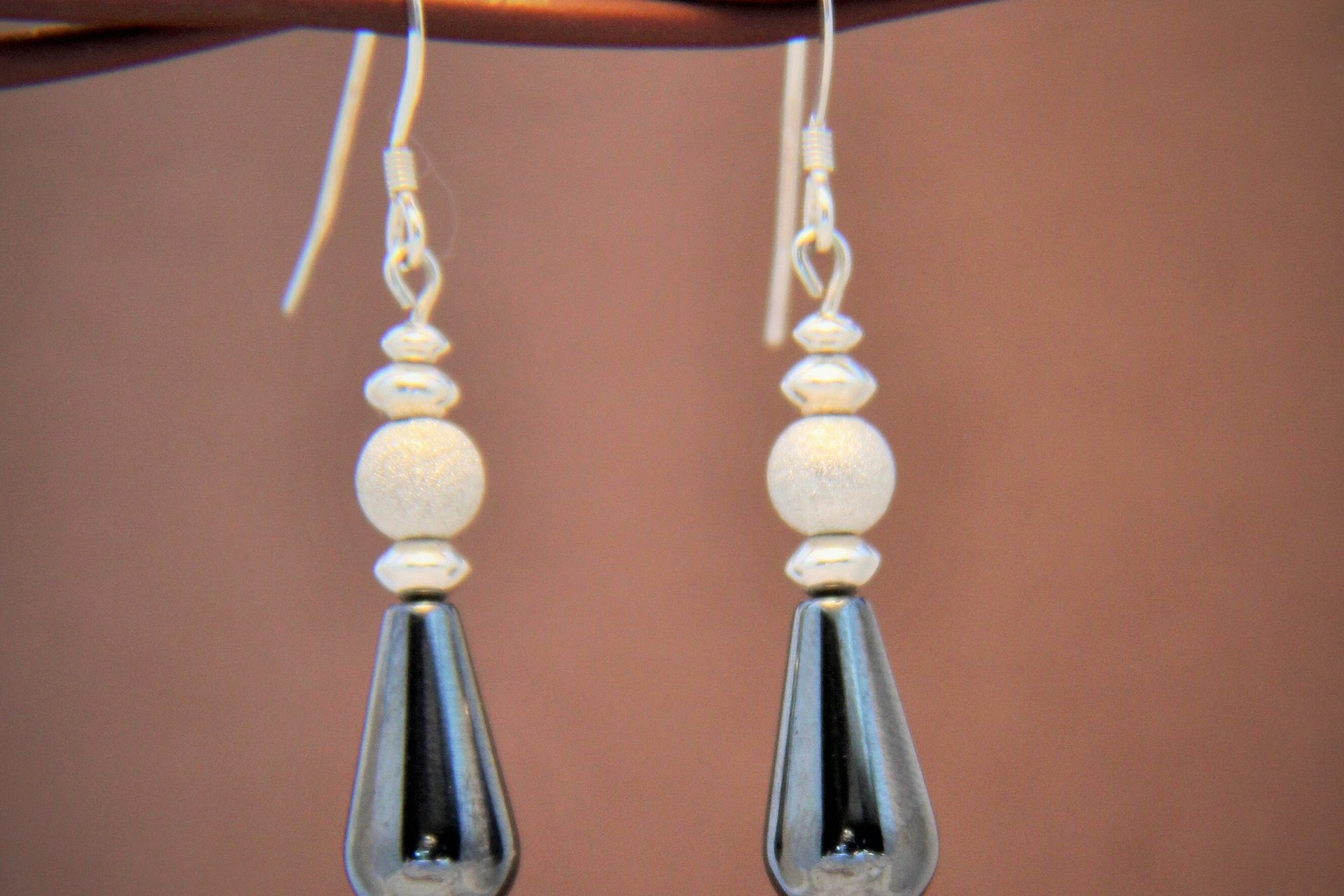 Hemalyke Teardrop Earrings, Sterling Silver Earrings, Stardust Silver Earrings