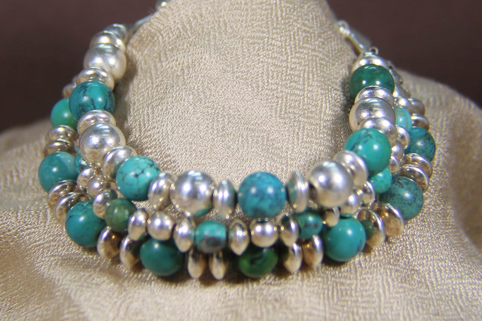Turquoise Bracelet, Sterling Silver Bracelet, Southwestern Bracelet, Multistrand Bracelet