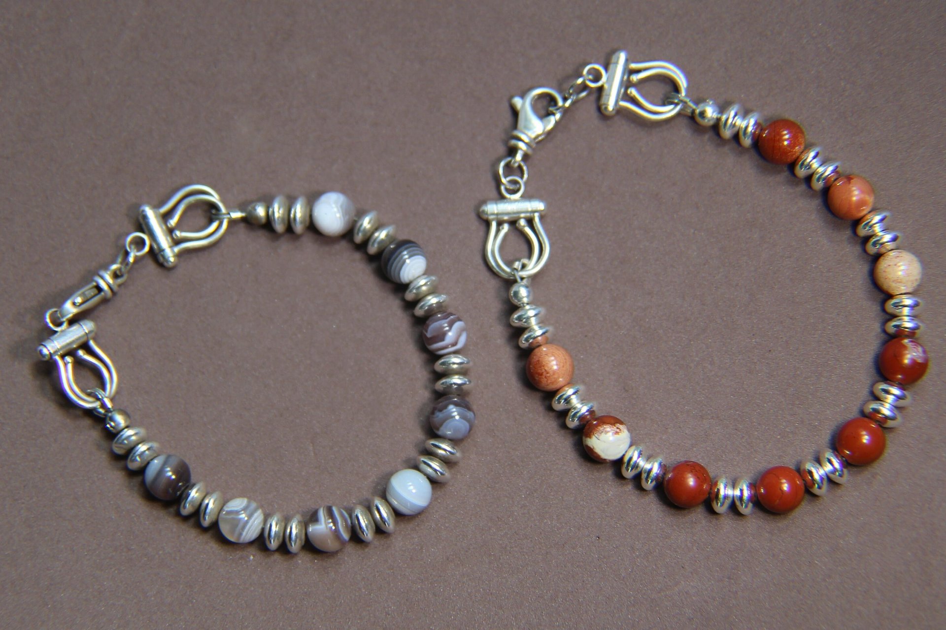Mens Red Jasper Bracelet, Sterling Silver Bracelet, Sterling Silver and Red Jasper  Bracelet, Gemstone Bracelet