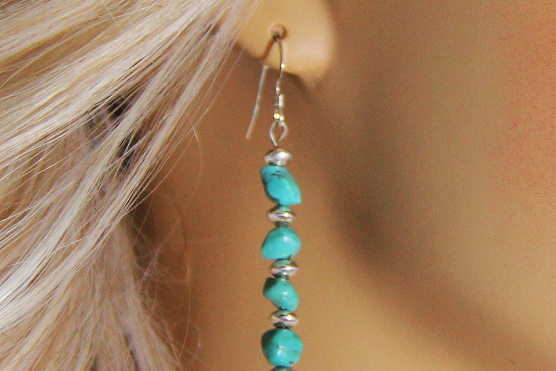 Turquoise Earrings, Sterling Silver Earrings, Southwestern Earrings, Gemstone Earrings