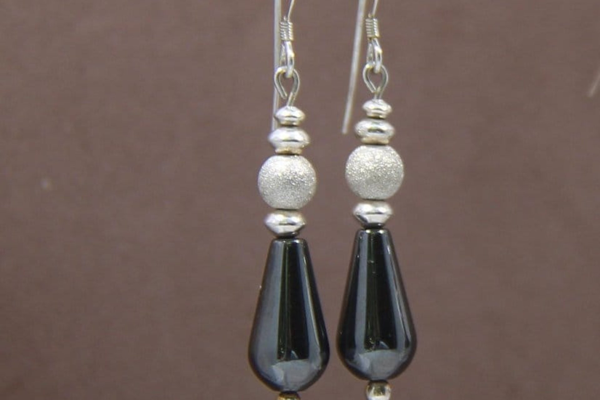 Hemalyke Teardrop Earrings, Sterling Silver Earrings, Stardust Silver Earrings