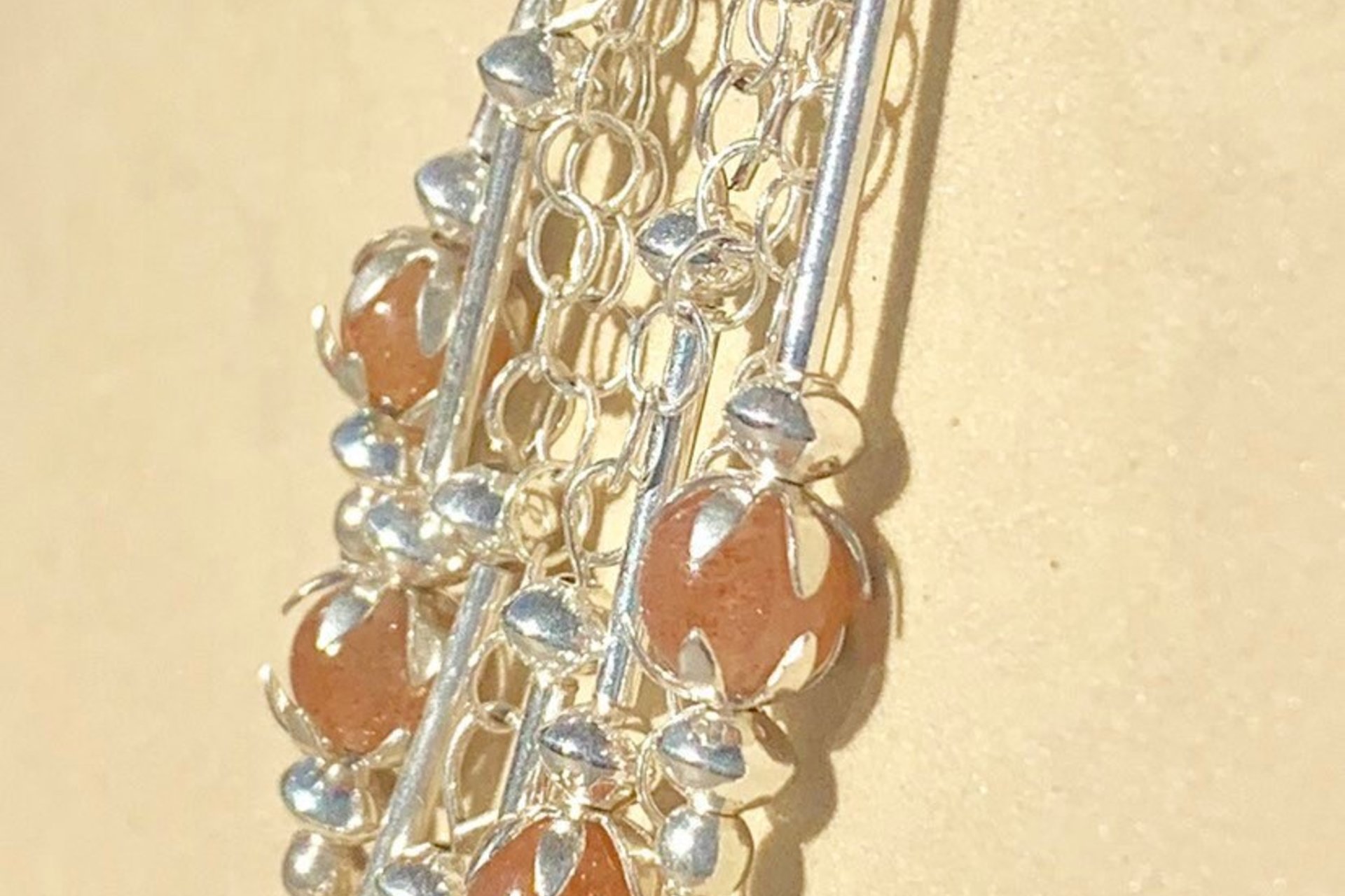 Sunstone Cascading Earrings, Sterling Silver Earrings, Long Dangle Earrings, Gemstone  Earrings, Chain Earrings