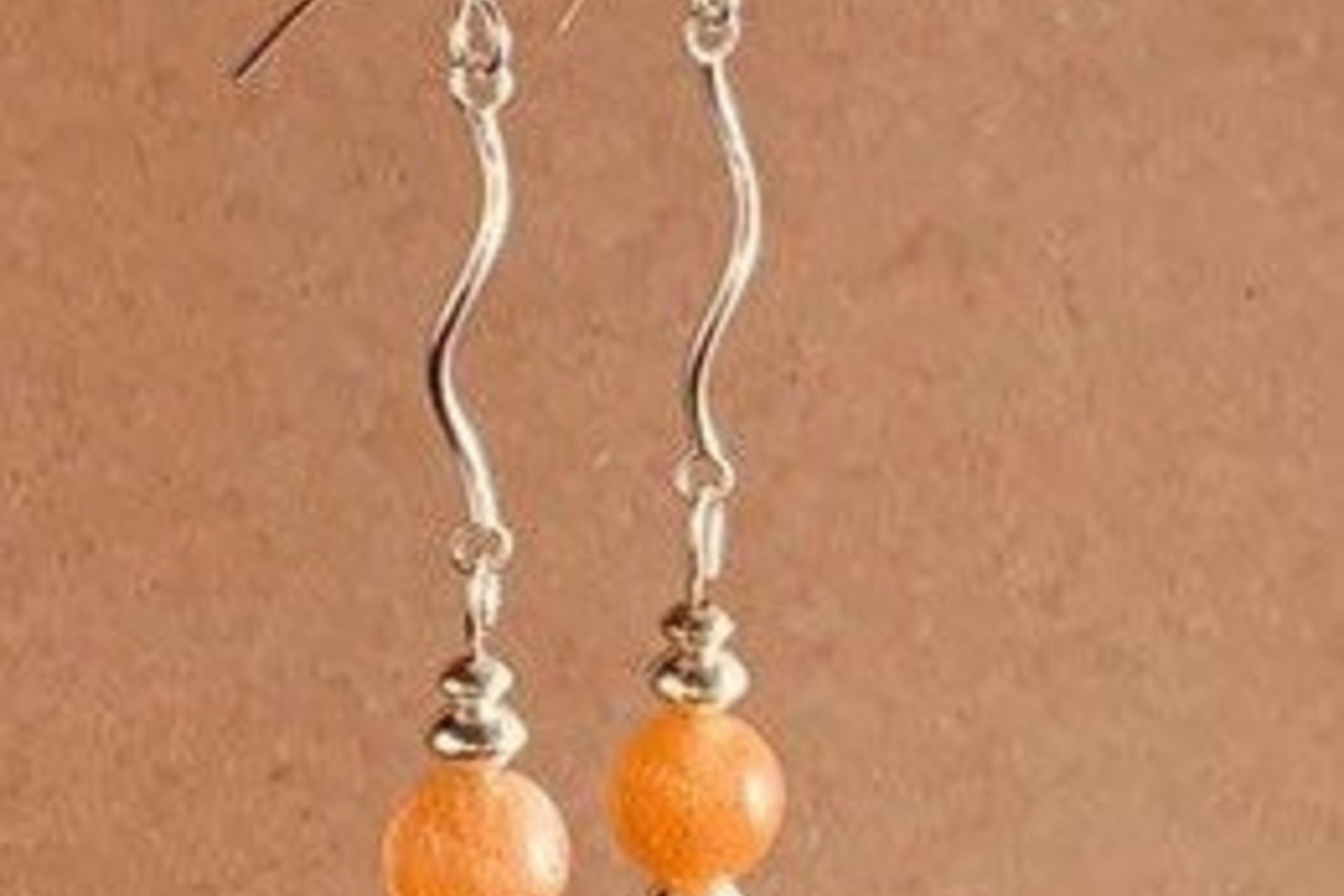 Gemstone Earrings, Sunstone Earrings, Sterling Silver Earrings, Long Dangle Earrings.