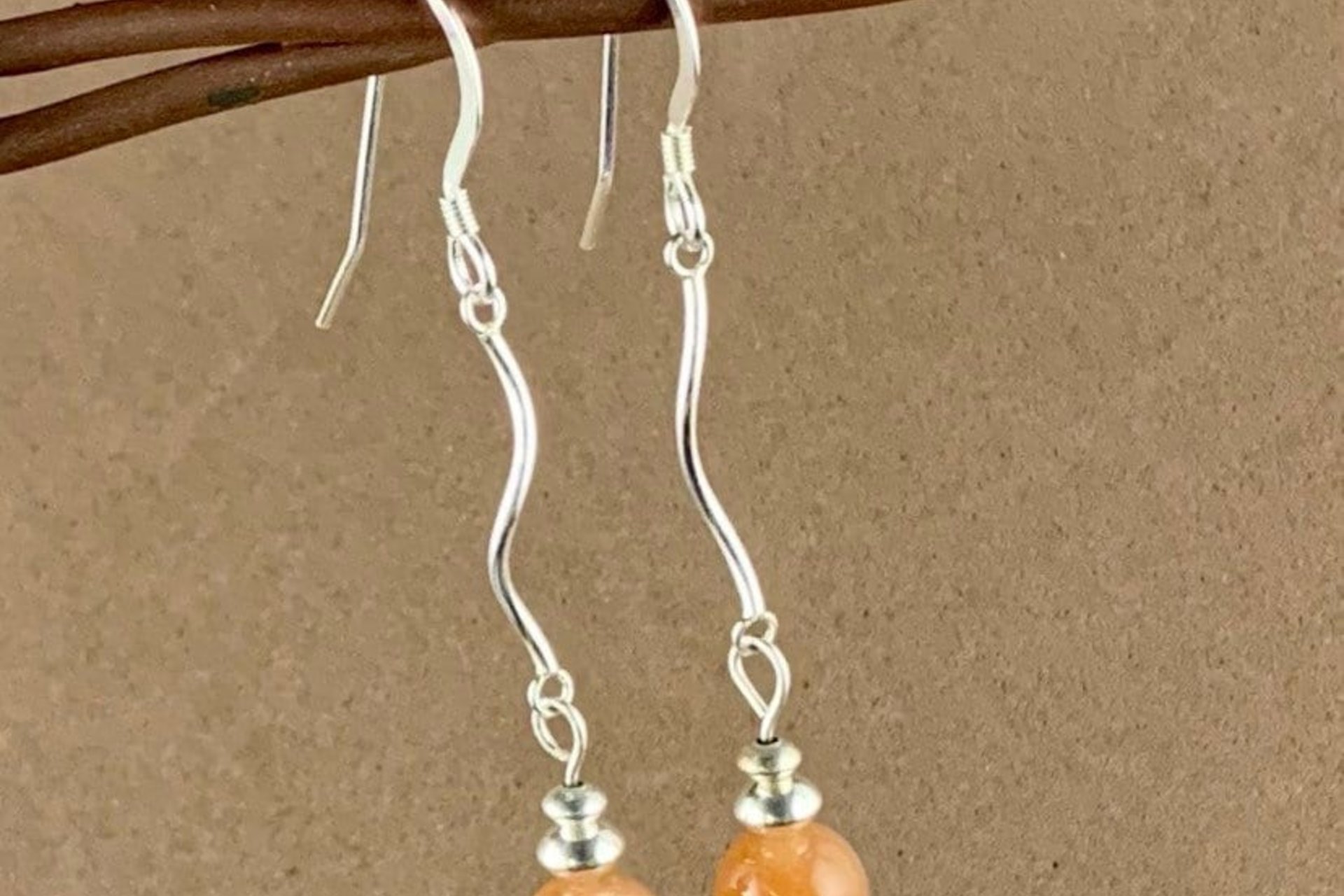 Gemstone Earrings, Sunstone Earrings, Sterling Silver Earrings, Long Dangle Earrings.