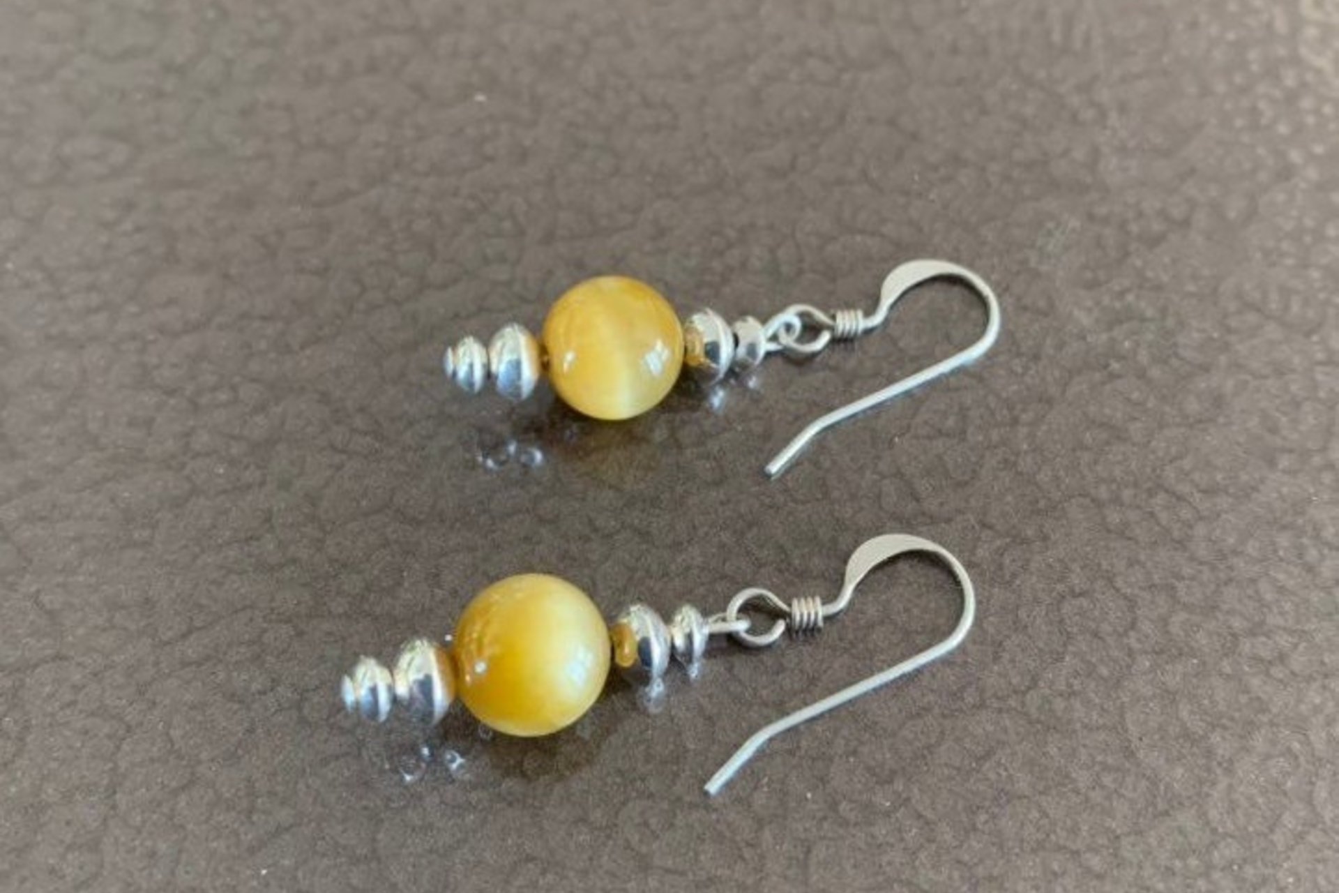 Honey Tiger Eye Drop Earrings, Southwestern Earrings, Small Earrings, Sterling Silver Earrings.