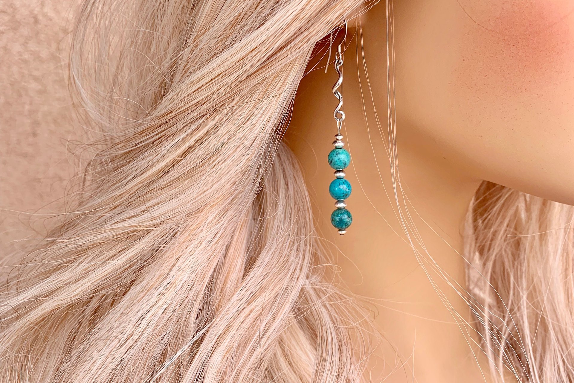 Turquoise Earrings, Sterling Silver Earrings, Southwestern Turquoise Earrings