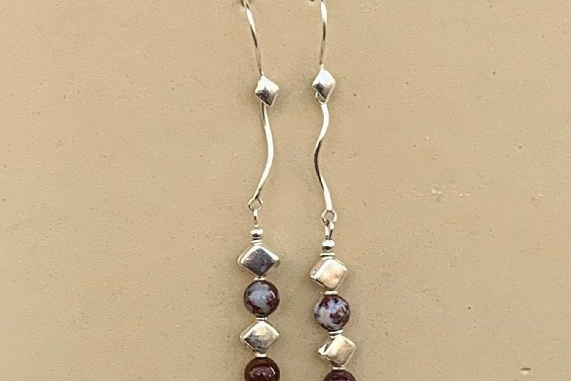 Agate Earring, Sterling Silver Earrings, Red Lightening Earrings, Long Dangle Earrings, Gemstone  Earrings, Southwestern Earrings