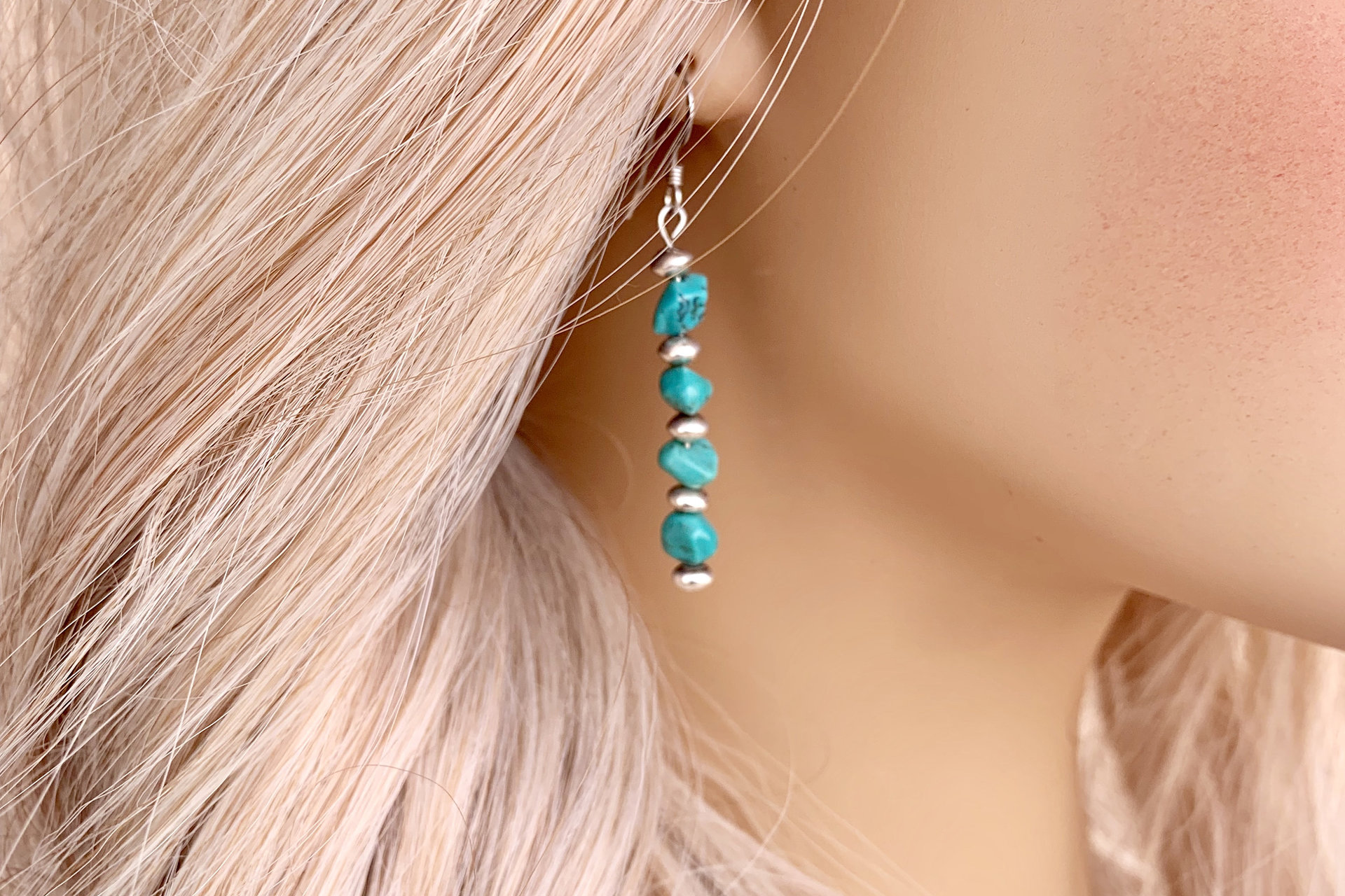 Turquoise Earrings, Sterling Silver Earrings, Southwestern Earrings, Gemstone Earrings
