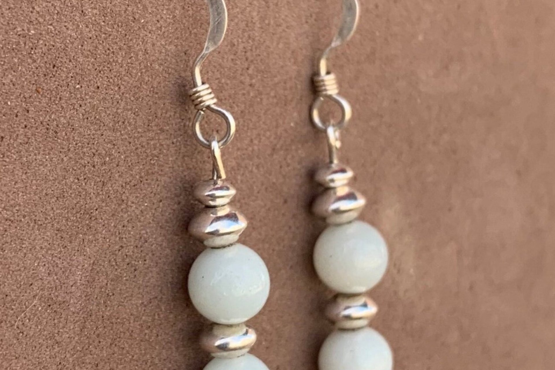 Gemstone Earrings, Amazonite Earrings, Sterling Silver Earrings, Minimalist Earrings