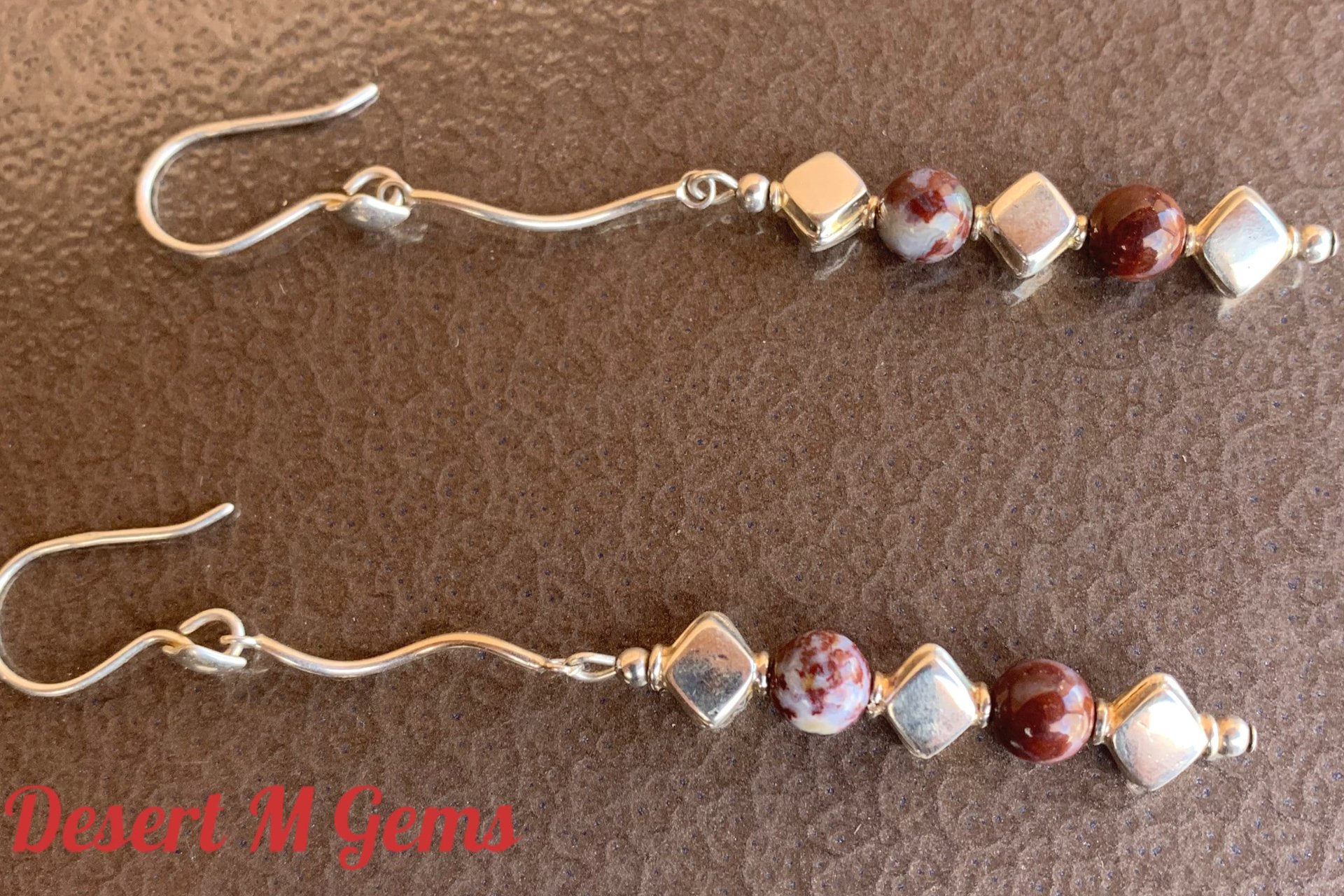 Agate Earring, Sterling Silver Earrings, Red Lightening Earrings, Long Dangle Earrings, Gemstone  Earrings, Southwestern Earrings