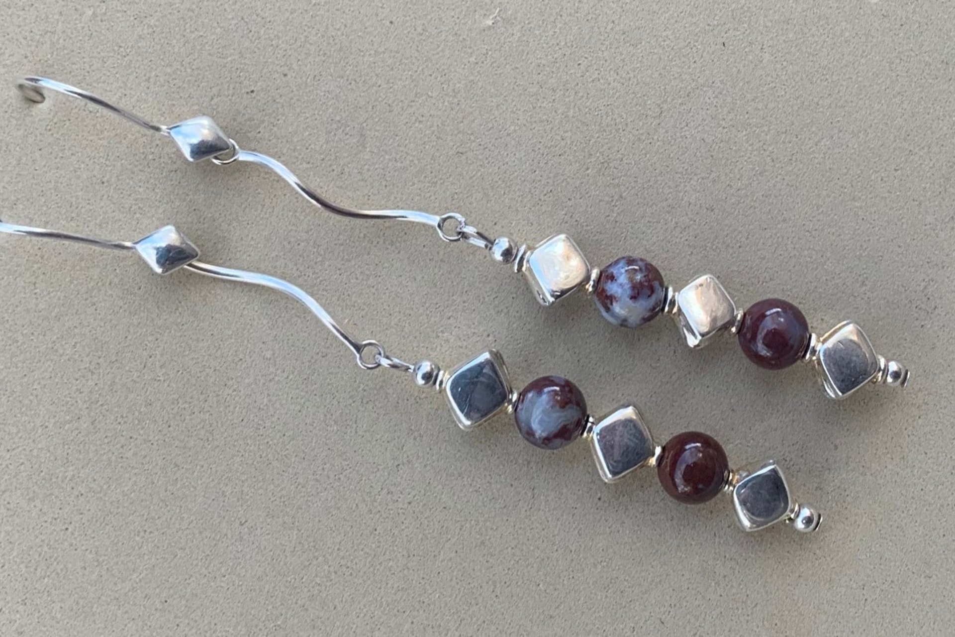 Agate Earring, Sterling Silver Earrings, Red Lightening Earrings, Long Dangle Earrings, Gemstone  Earrings, Southwestern Earrings