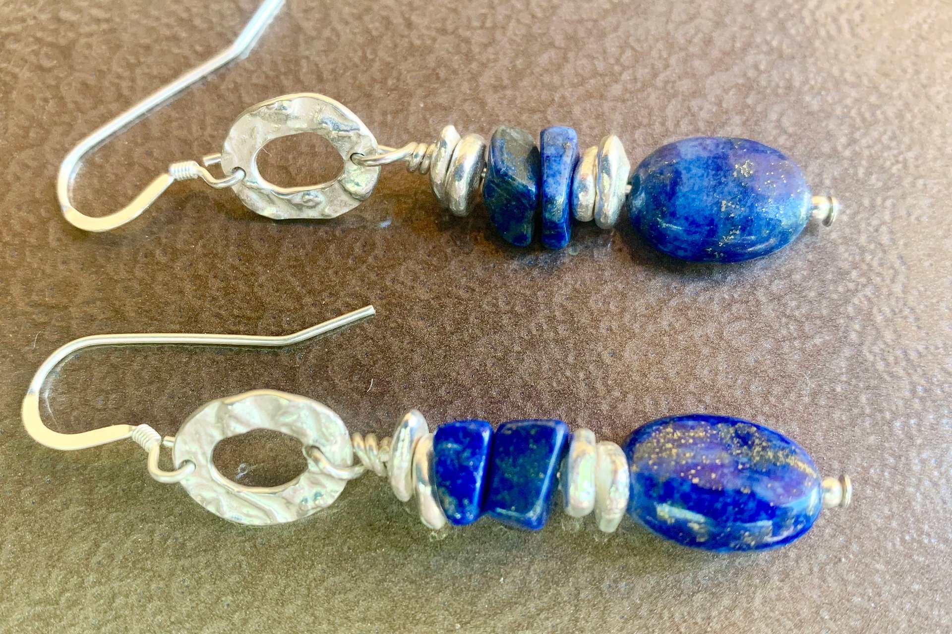 Lapis Lazuli Earrings, Sterling Silver Earrings, Gemstone Earrings, Sterling and Fine Silver Earrings.