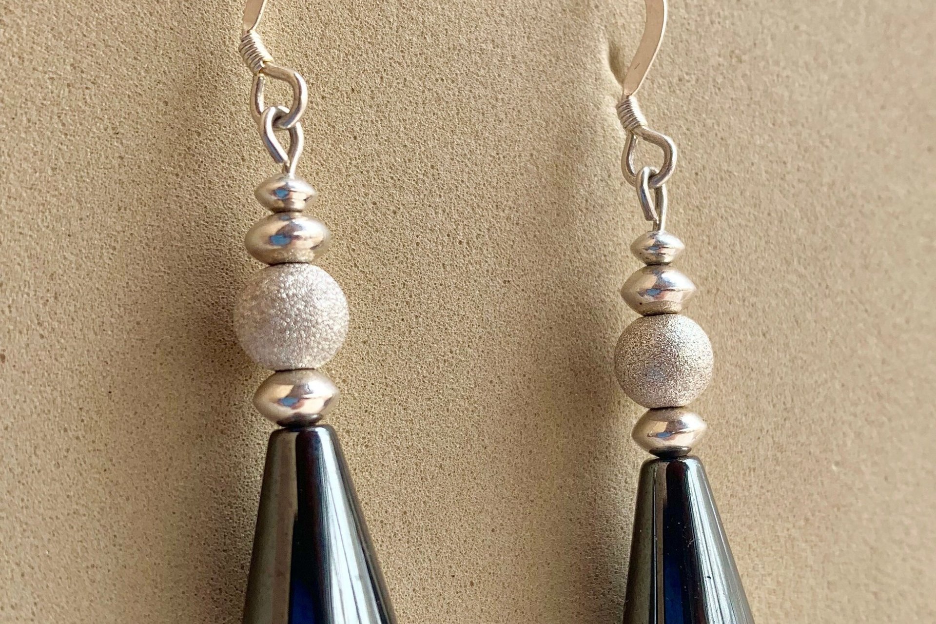 Hemalyke Teardrop Earrings, Sterling Silver Earrings, Stardust Silver Earrings