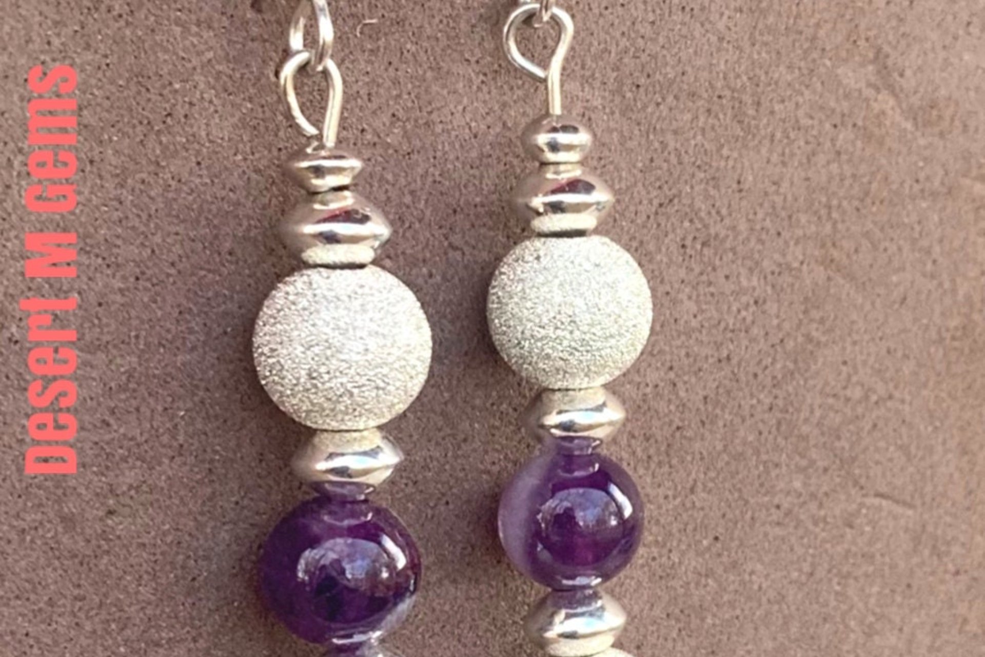 Amethyst Earrings, Sterling Silver Earrings, Stardust Silver Earrings, Gemstone Earrings