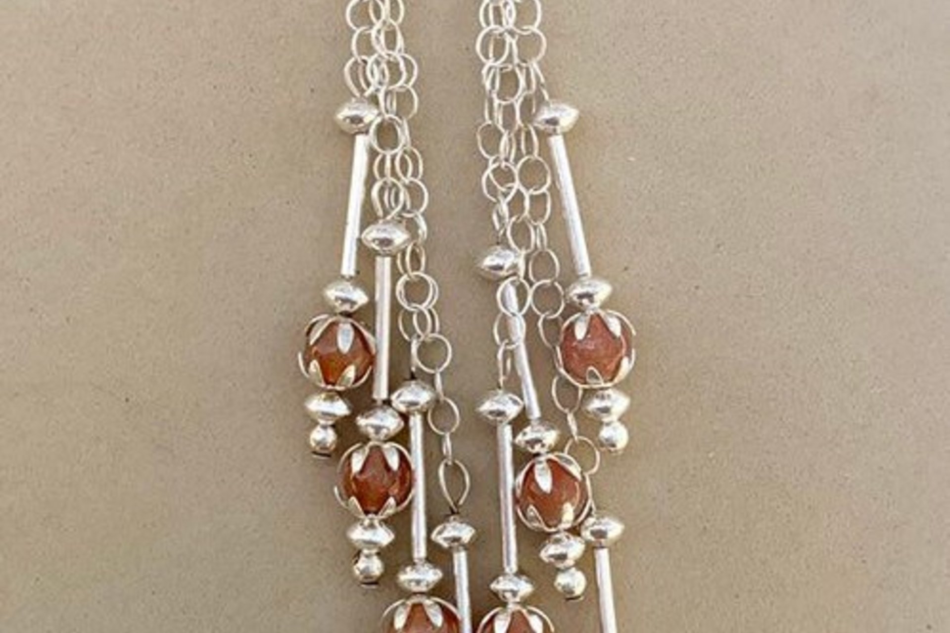 Sunstone Cascading Earrings, Sterling Silver Earrings, Long Dangle Earrings, Gemstone  Earrings, Chain Earrings