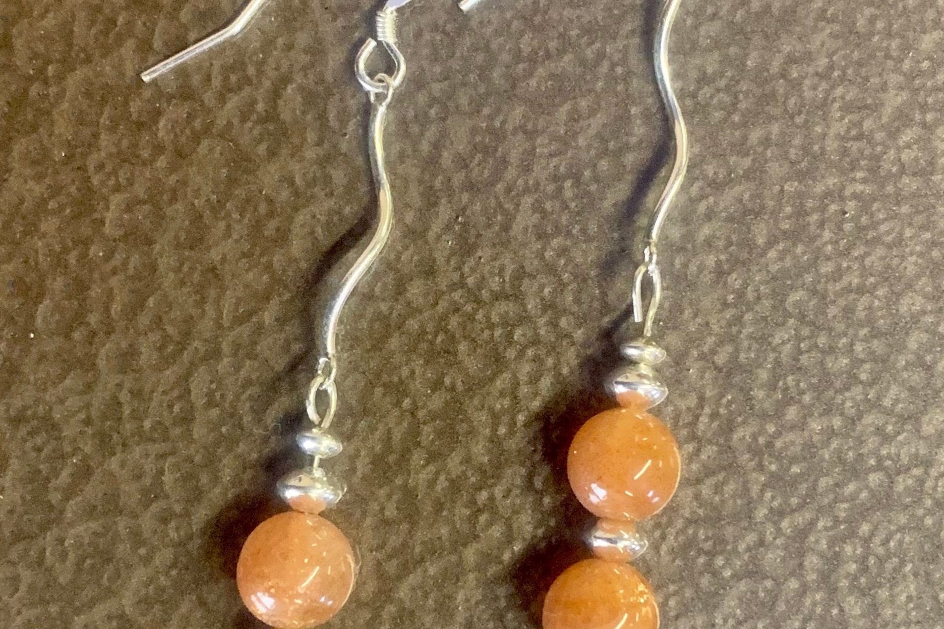 Gemstone Earrings, Sunstone Earrings, Sterling Silver Earrings, Long Dangle Earrings.