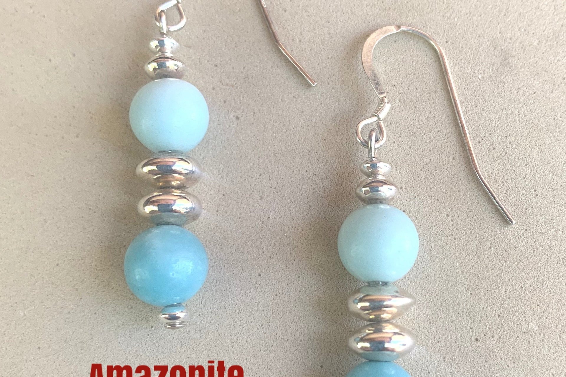 Gemstone Earrings, Sterling Silver Earrings, Rose Quartz and Amethyst Earrings, Amethyst Earrings, Amazonite Earrings