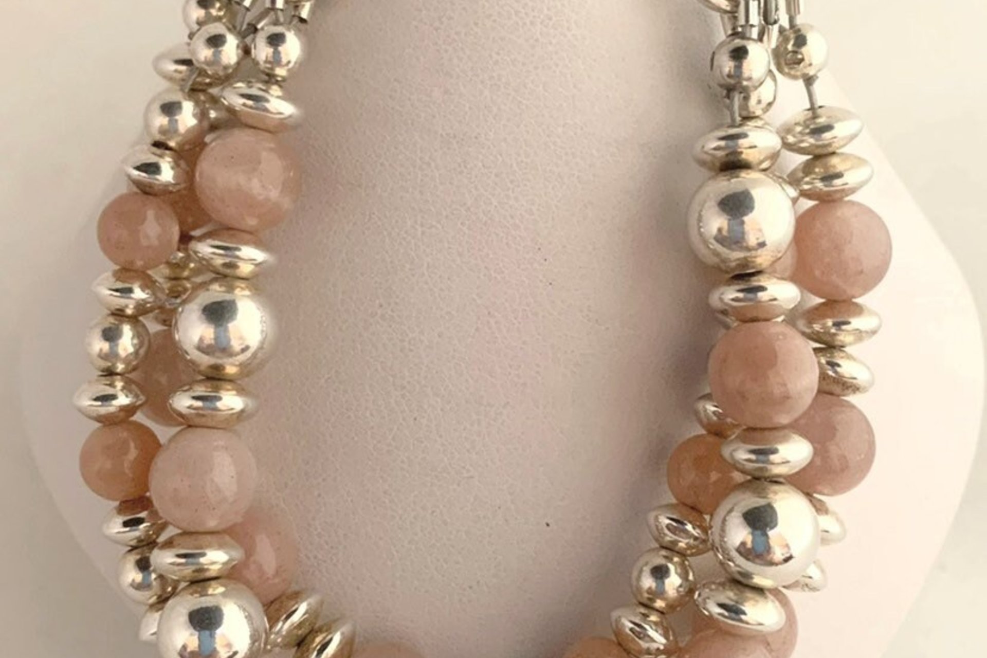 Moonstone Bracelet, Sterling Silver Bracelet, Pink Flake Moonstone Bracelet, Gemstone Bracelet, Multistrand Bracelet,