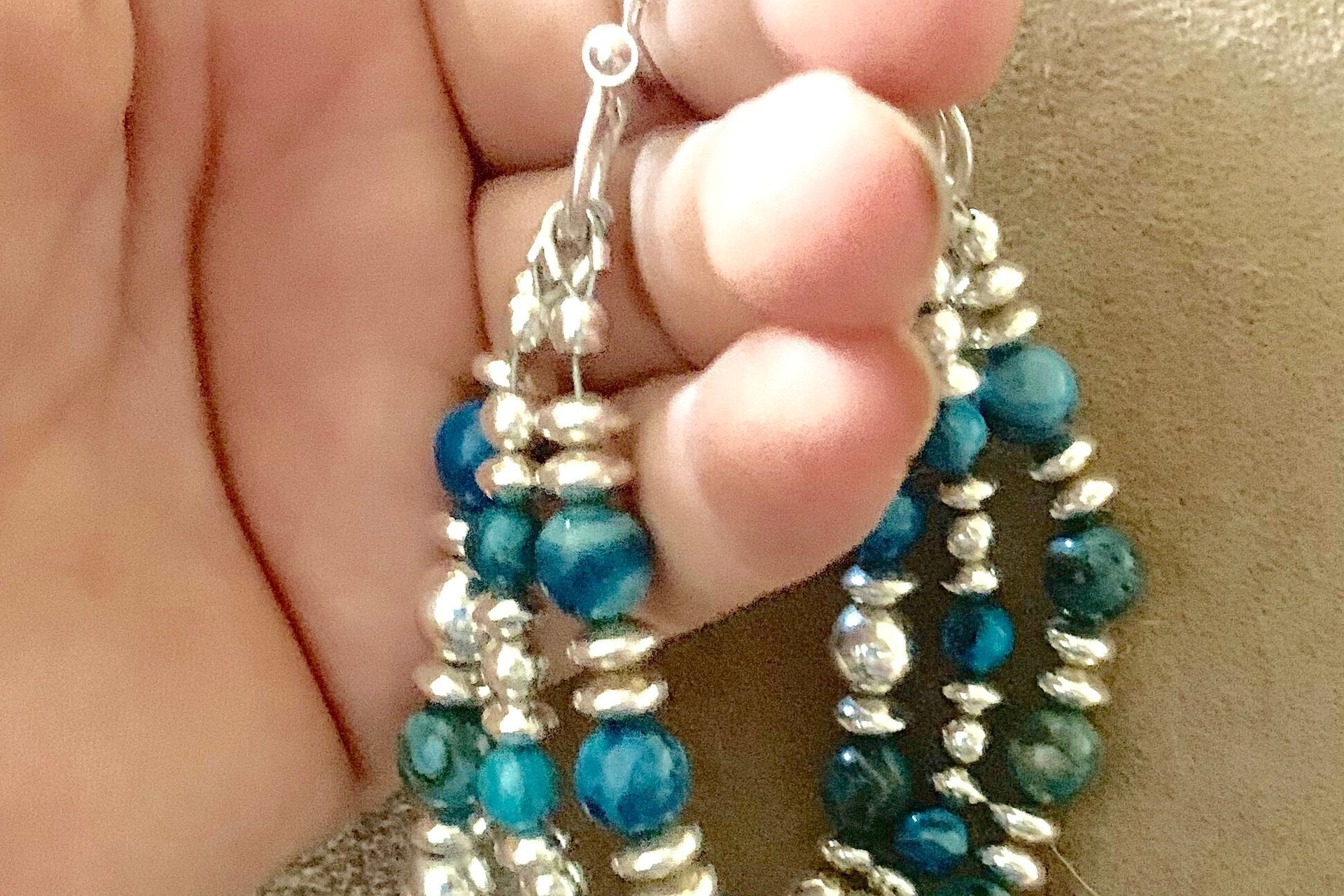 Sterling Silver Bracelet, Blue Crazy Lace Agate Bracelet, Gemstone Bracelet, Multistrand, Adjustable Bracelet.