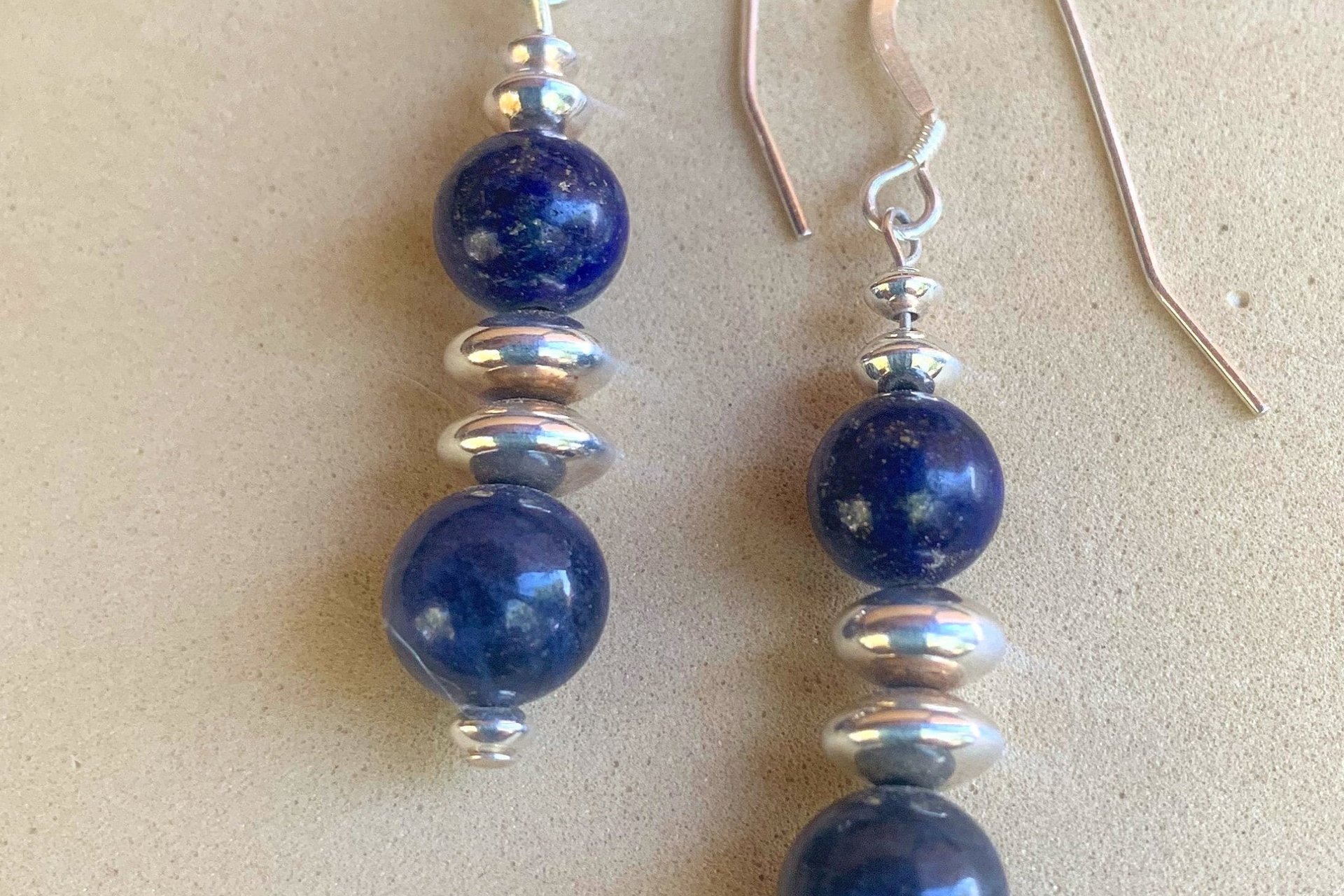 Gemstone Earrings, Sterling Silver Earrings, Honey Tiger Eye Earrings, Lapis Lazuli Earrings, Tiger Eye  Earrings