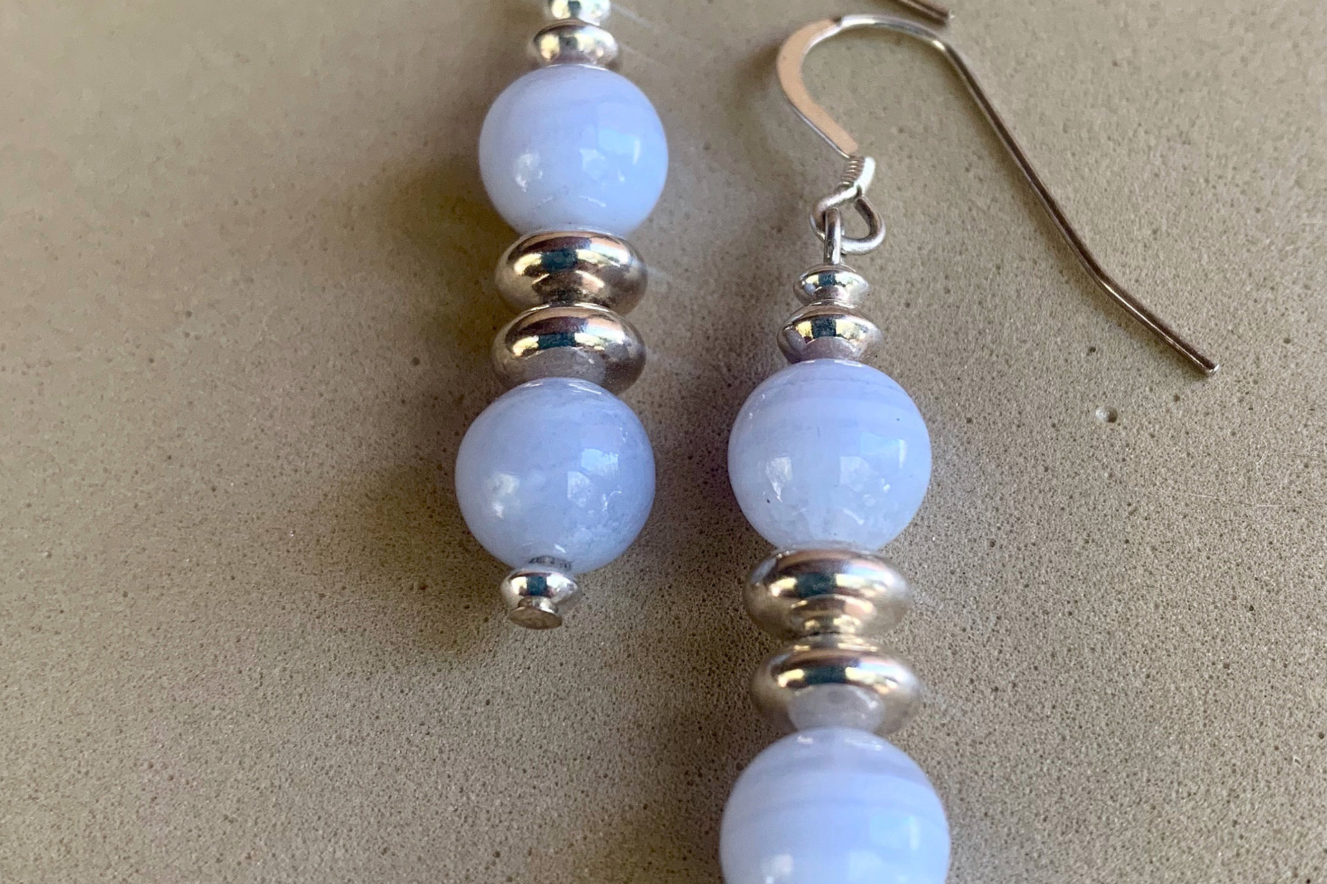 Gemstone Earrings, Sterling Silver Earrings, Blue Lace Agate, Crazy Lace Agate Earrings, Botswana Agate Earrings, Southwestern Earrings