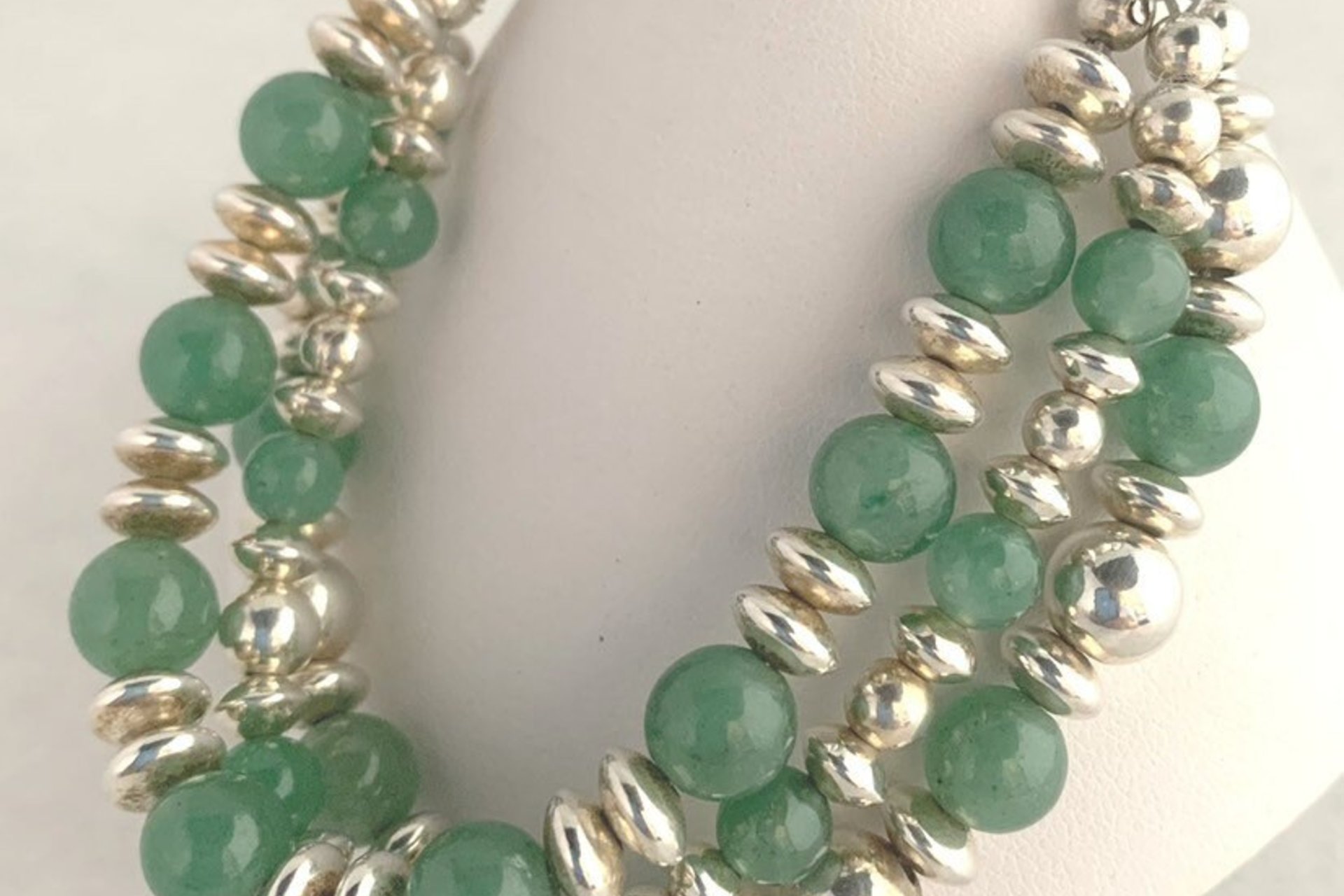 Green Aventurine Bracelet, Sterling Silver Bracelet, Gemstone Bracelet, Adjustable Multistrand Bracelet