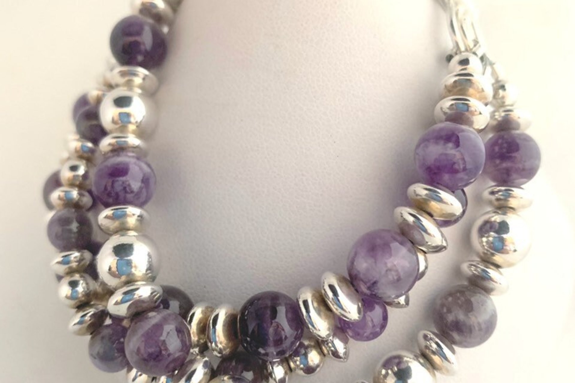 Amethyst Bracelet, Sterling Silver Bracelet, Gemstone Bracelet, Multistrand, Adjustable Bracelet