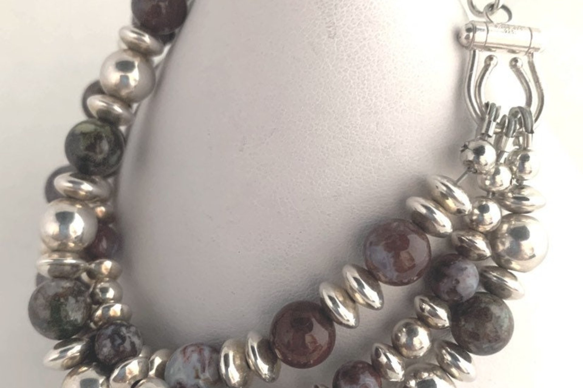 Agate Bracelet, Sterling Silver Bracelet, Red Lightening Agate Bracelet, Gemstone  Bracelet, Multistrand