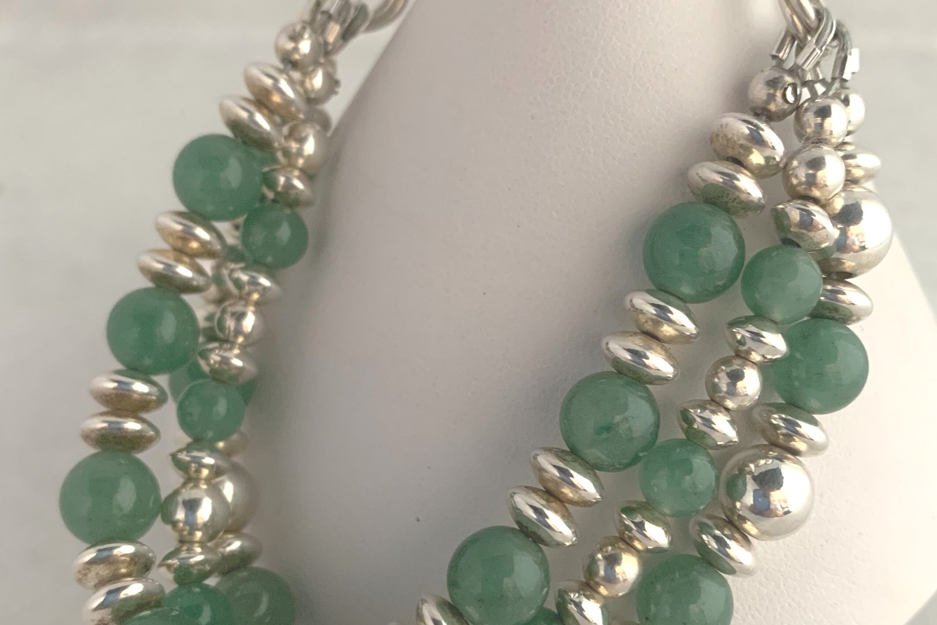 Green Aventurine Bracelet, Sterling Silver Bracelet, Gemstone Bracelet, Adjustable Multistrand Bracelet