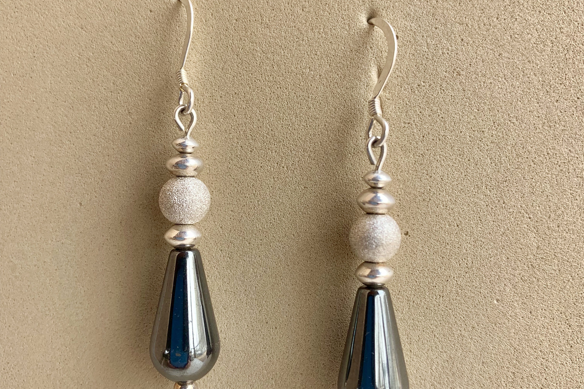 Hemalyke Teardrop Earrings, Sterling Silver Earrings, Stardust Silver Earrings