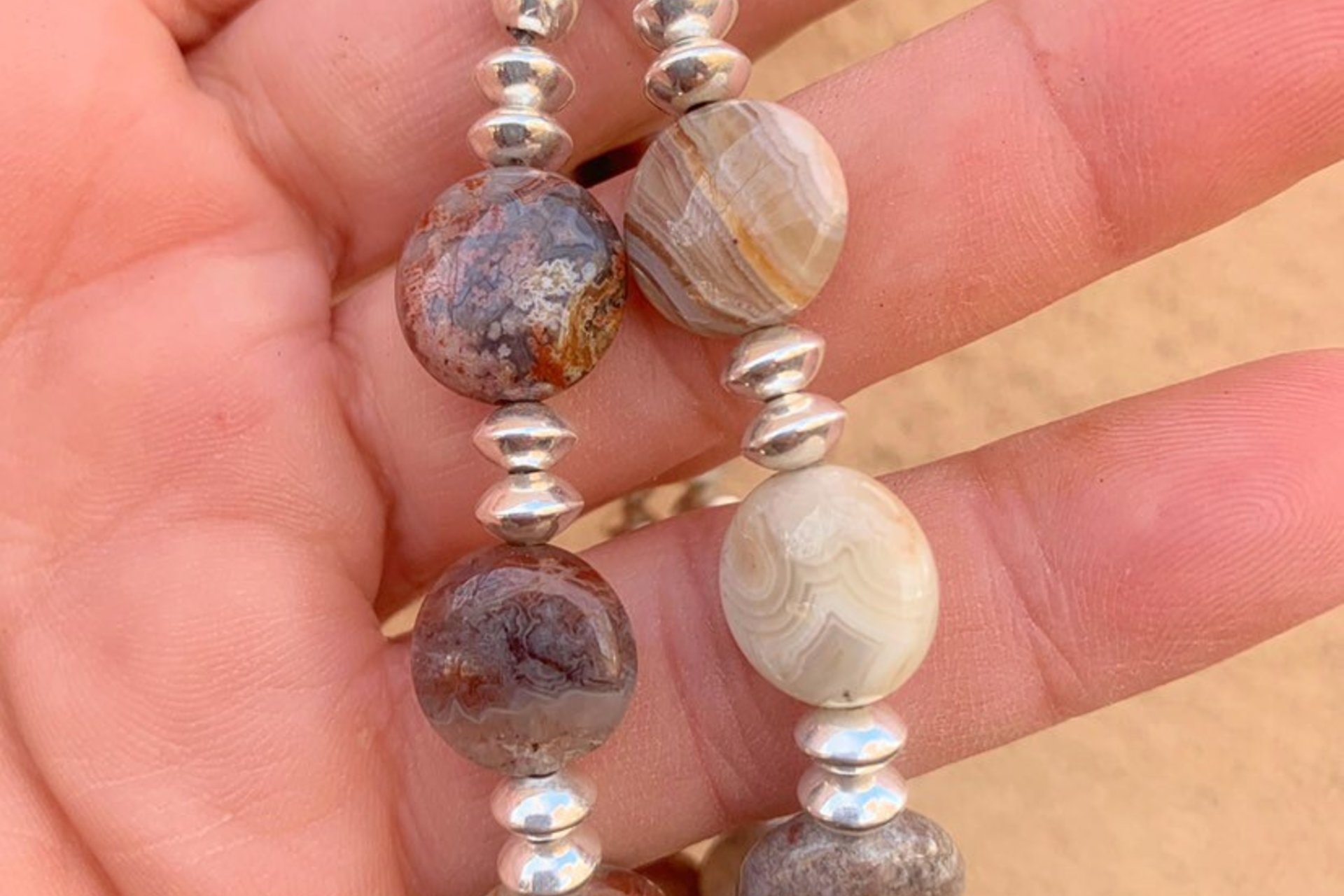 Agate Bracelet, Laguna Lace Agate Bracelet, Gemstone Bracelet, Sterling Silver Bracelet