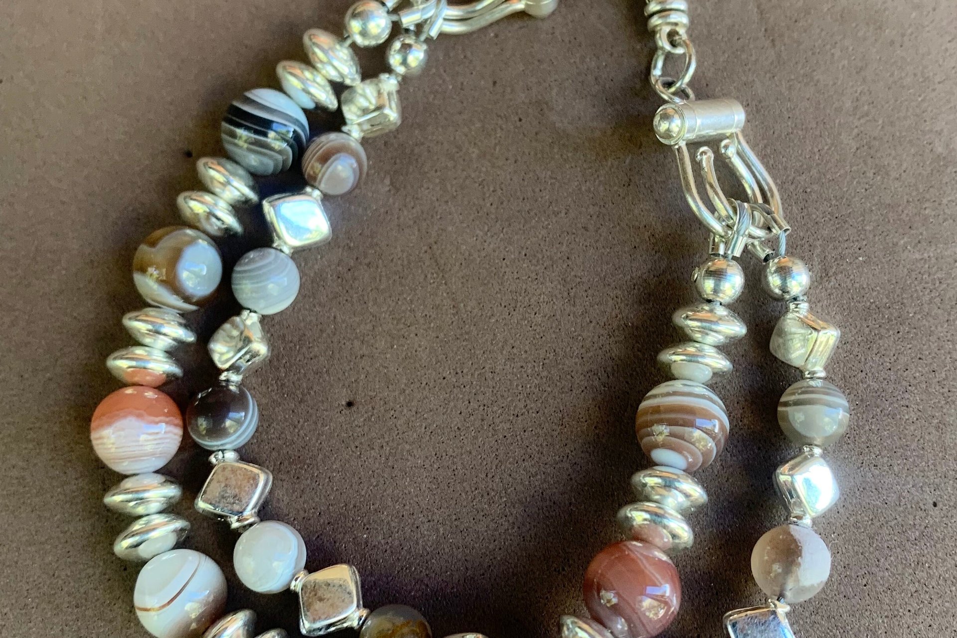 Gemstone Bracelet, Sterling Silver Bracelet, Red Lightening Agate Bracelet, Adjustable, Multistrand Bracelet