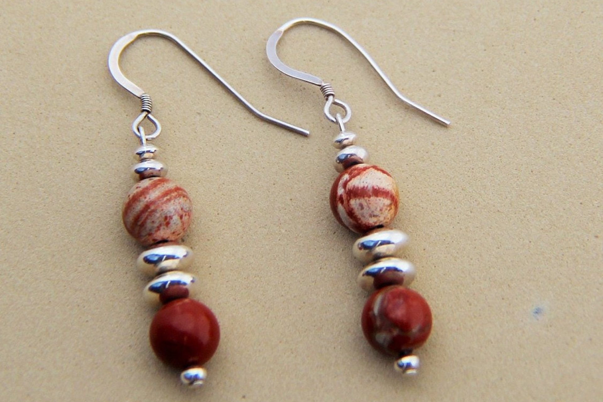 Red Jasper Earrings, Sterling Silver Earrings, Southwestern Earrings, Gemstone Earrings