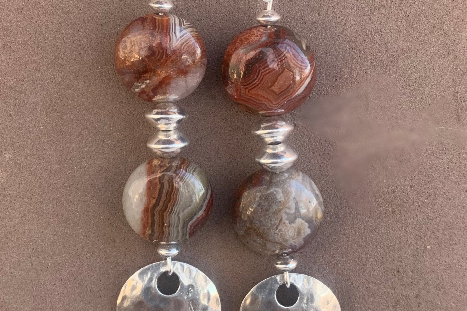 Sterling Silver Earrings, Gemstone Earrings, Laguna Lace Agate Earrings