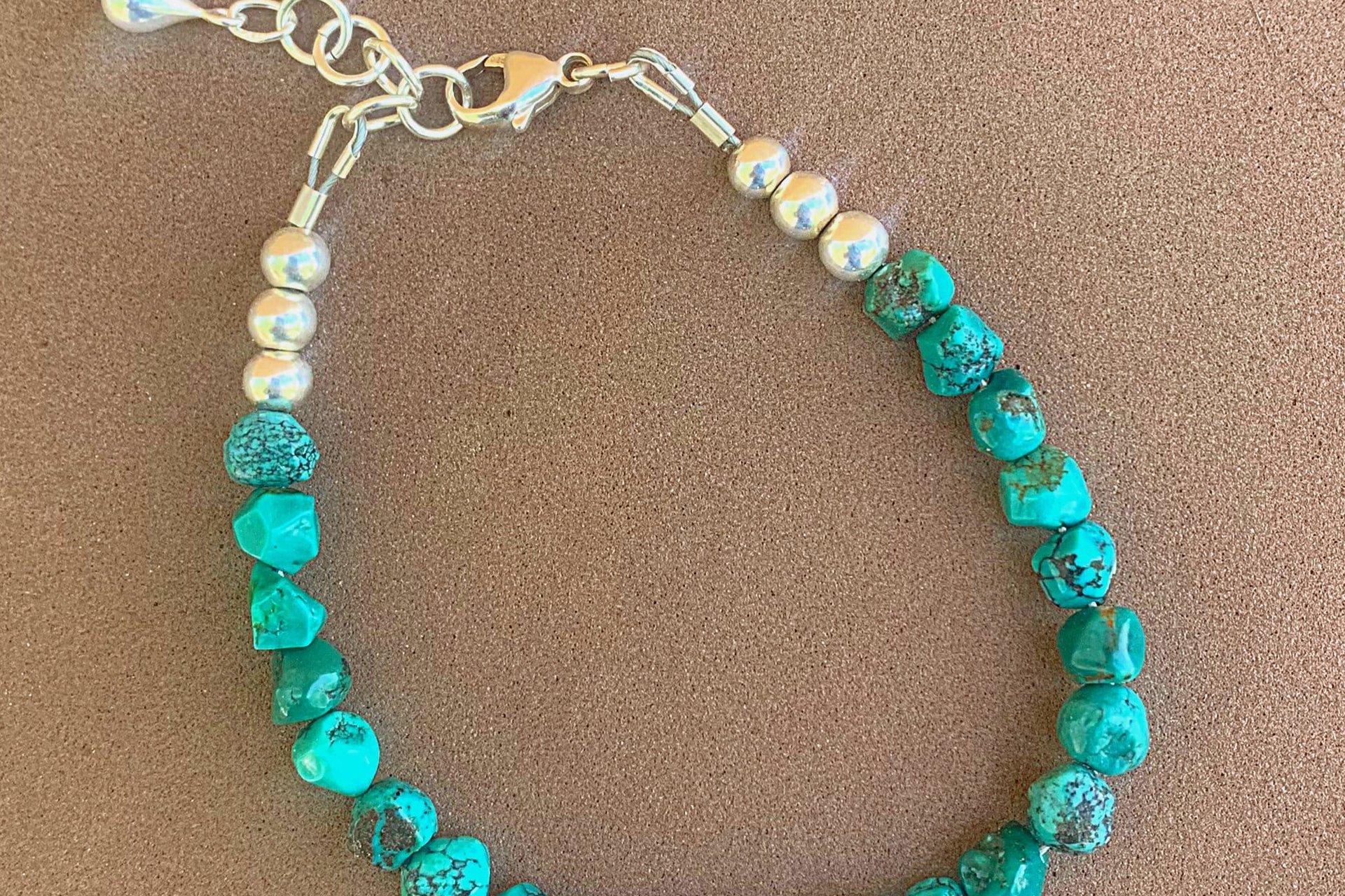 Turquoise Nugget Bracelet, Turquoise and Sterling Silver Bracelet, Adjustable Bracelet