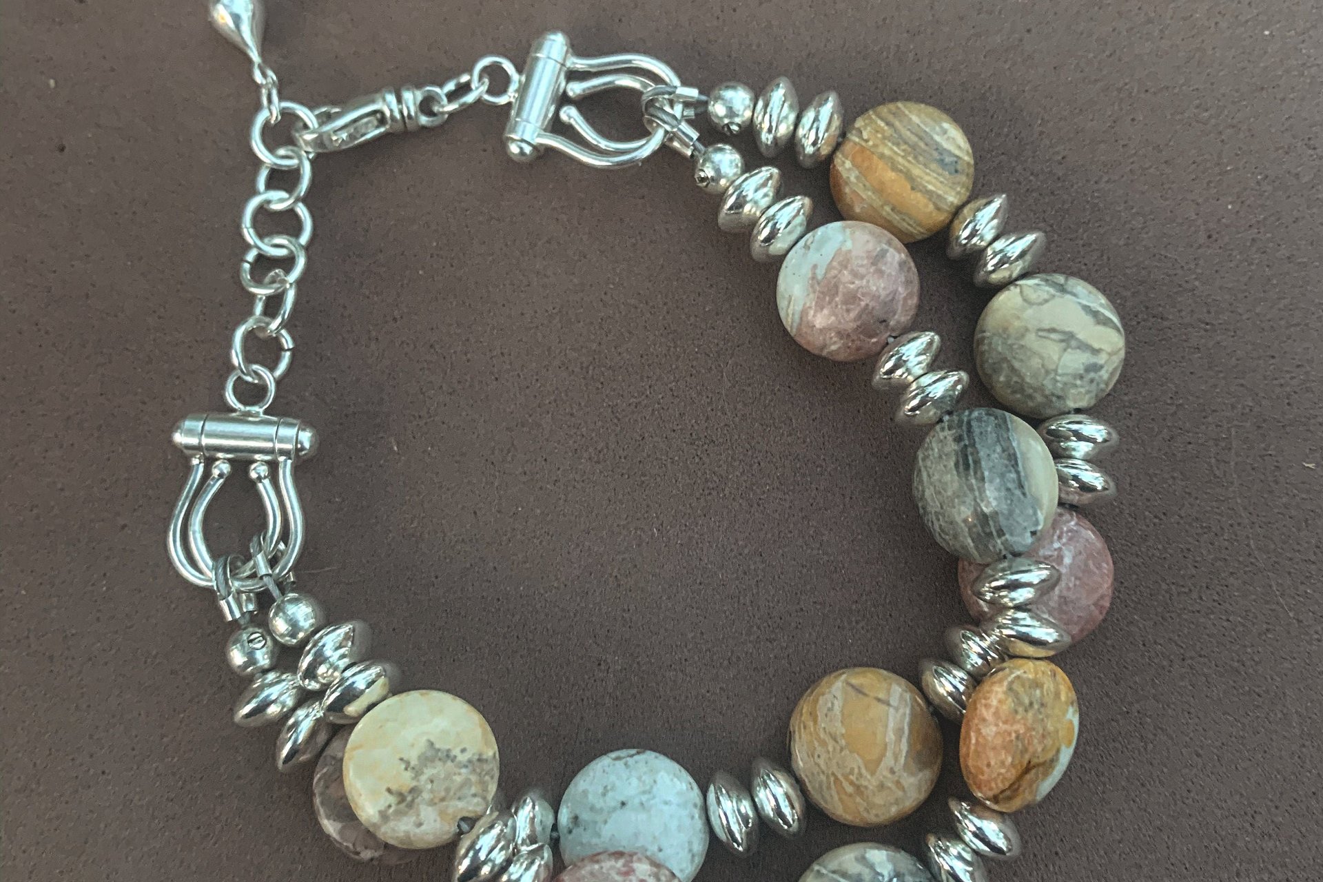 Sky Eye Jasper Bracelet, Sterling Silver Bracelet, Gemstone Bracelet, Adjustable Bracelet