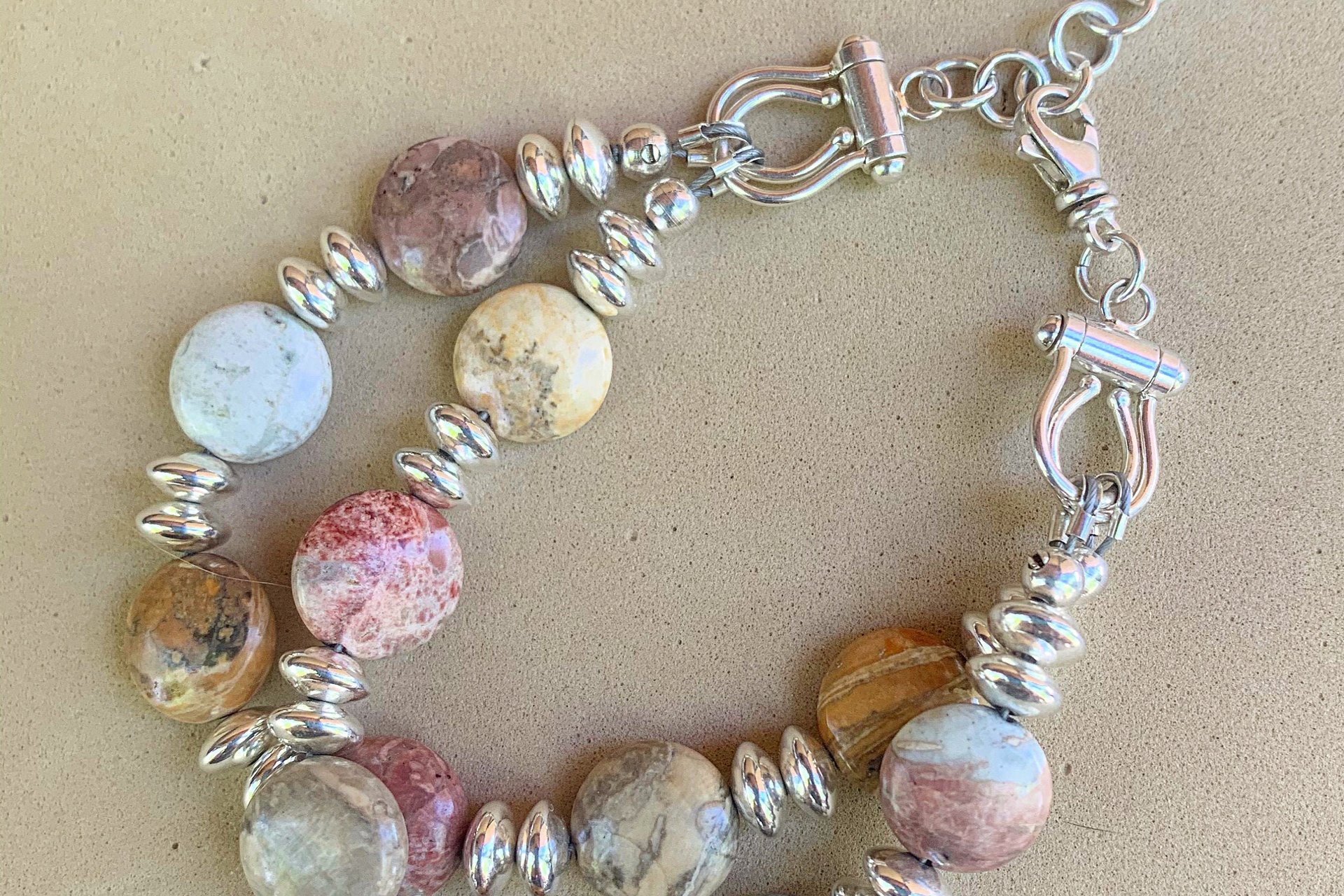 Sky Eye Jasper Bracelet, Sterling Silver Bracelet, Gemstone Bracelet, Adjustable Bracelet