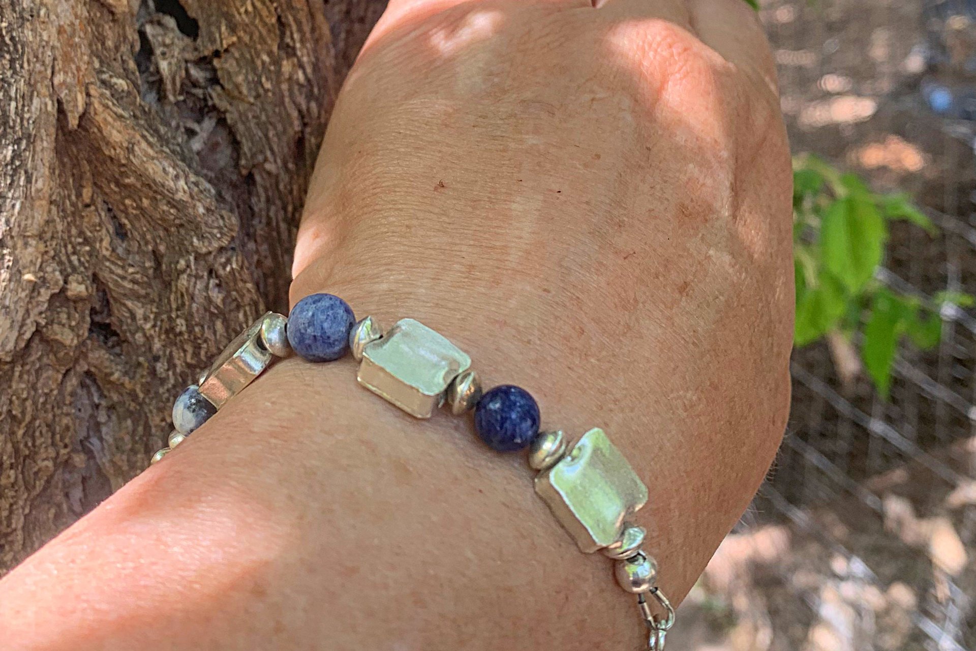 Sodalite Bracelet,Sterling Silver Bracelet, Fine Silver Bracelet, Gemstone Bracelet, Adjustable Bracelet