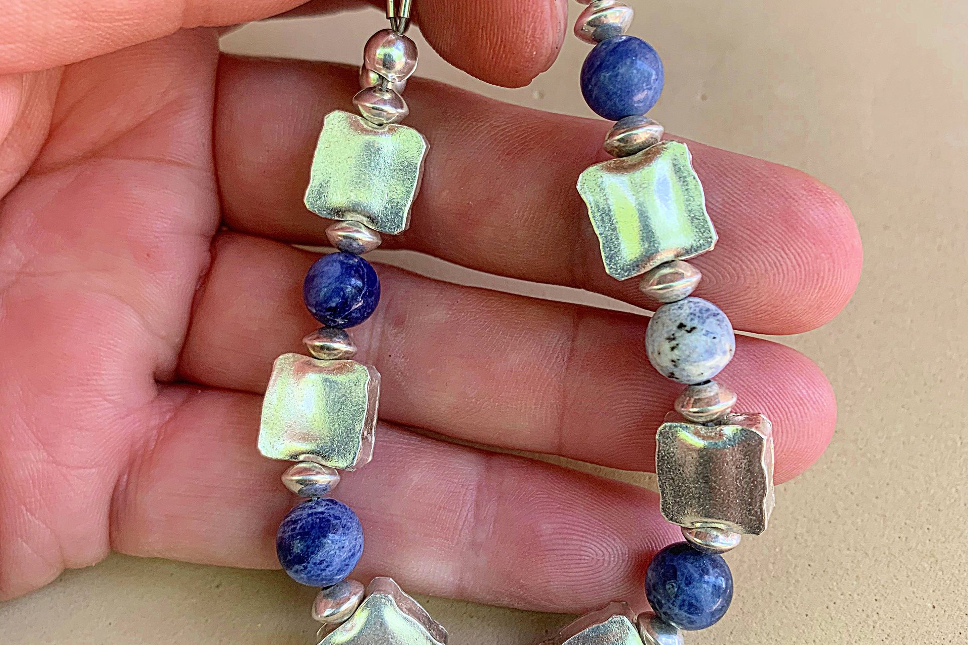 Sodalite Bracelet,Sterling Silver Bracelet, Fine Silver Bracelet, Gemstone Bracelet, Adjustable Bracelet
