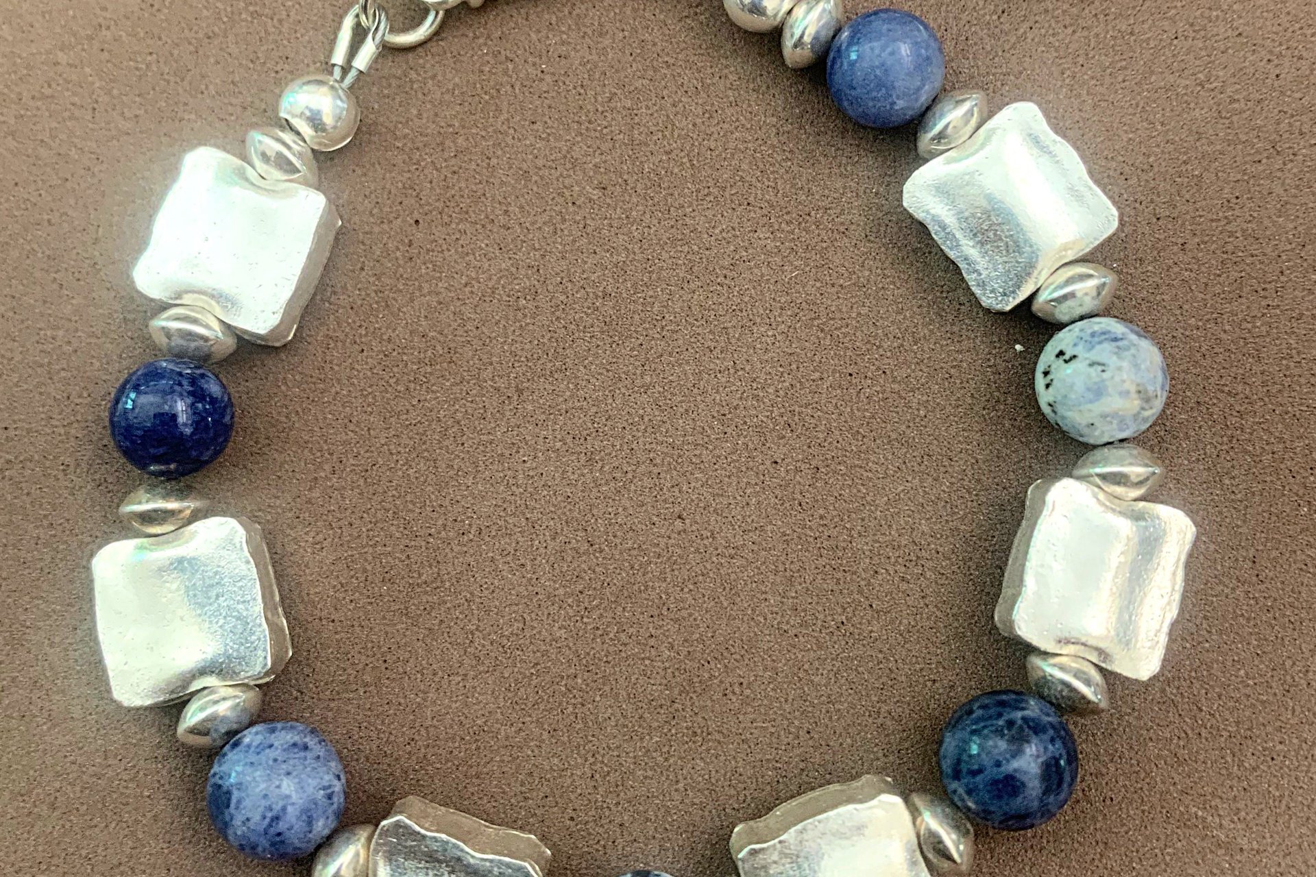 Sodalite Bracelet,Sterling Silver Bracelet, Fine Silver Bracelet, Gemstone Bracelet, Adjustable Bracelet