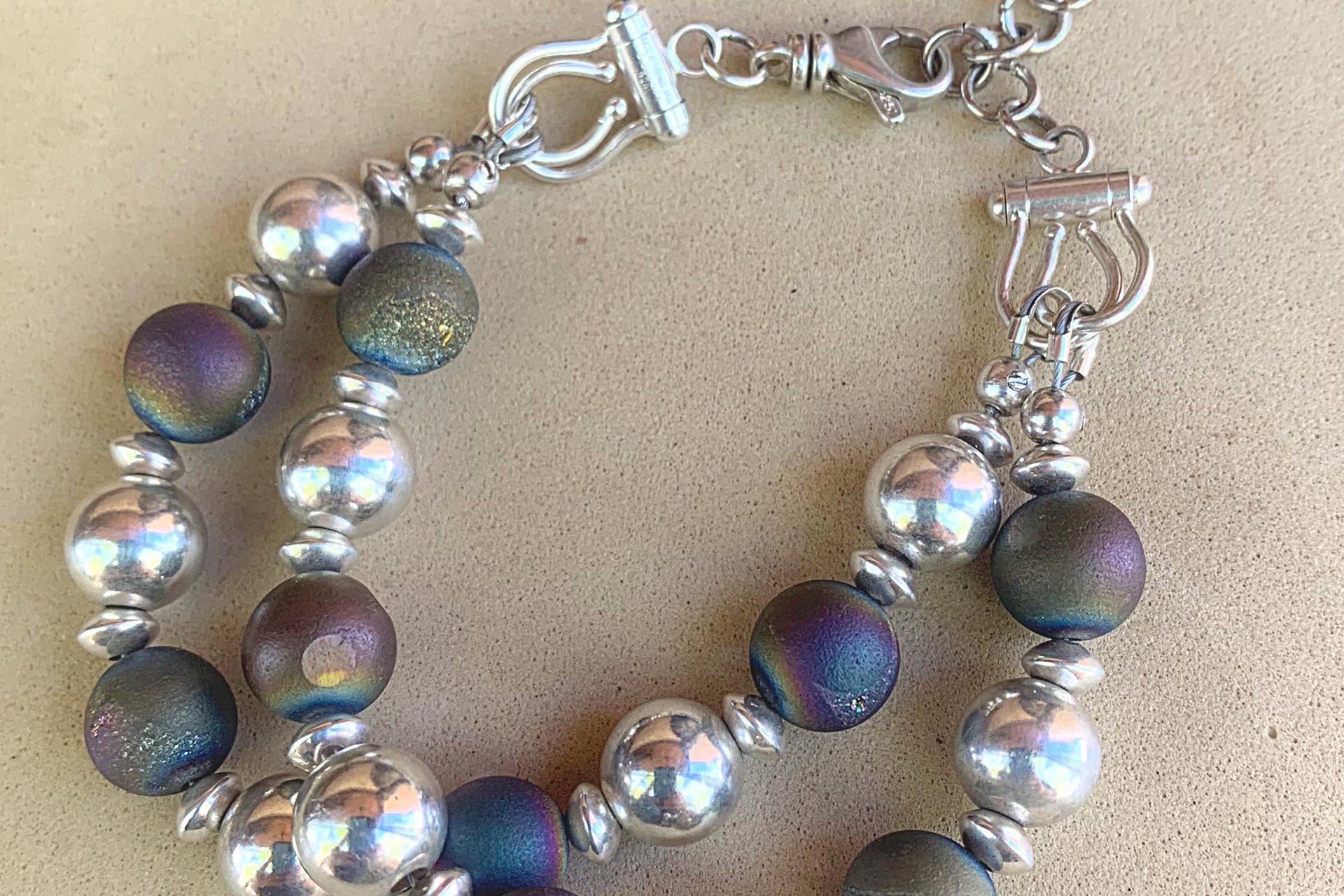 Amethyst Bracelet, 10mm Sterling Silver Bracelet, Gemstone Bracelet, Adjustable Bracelet