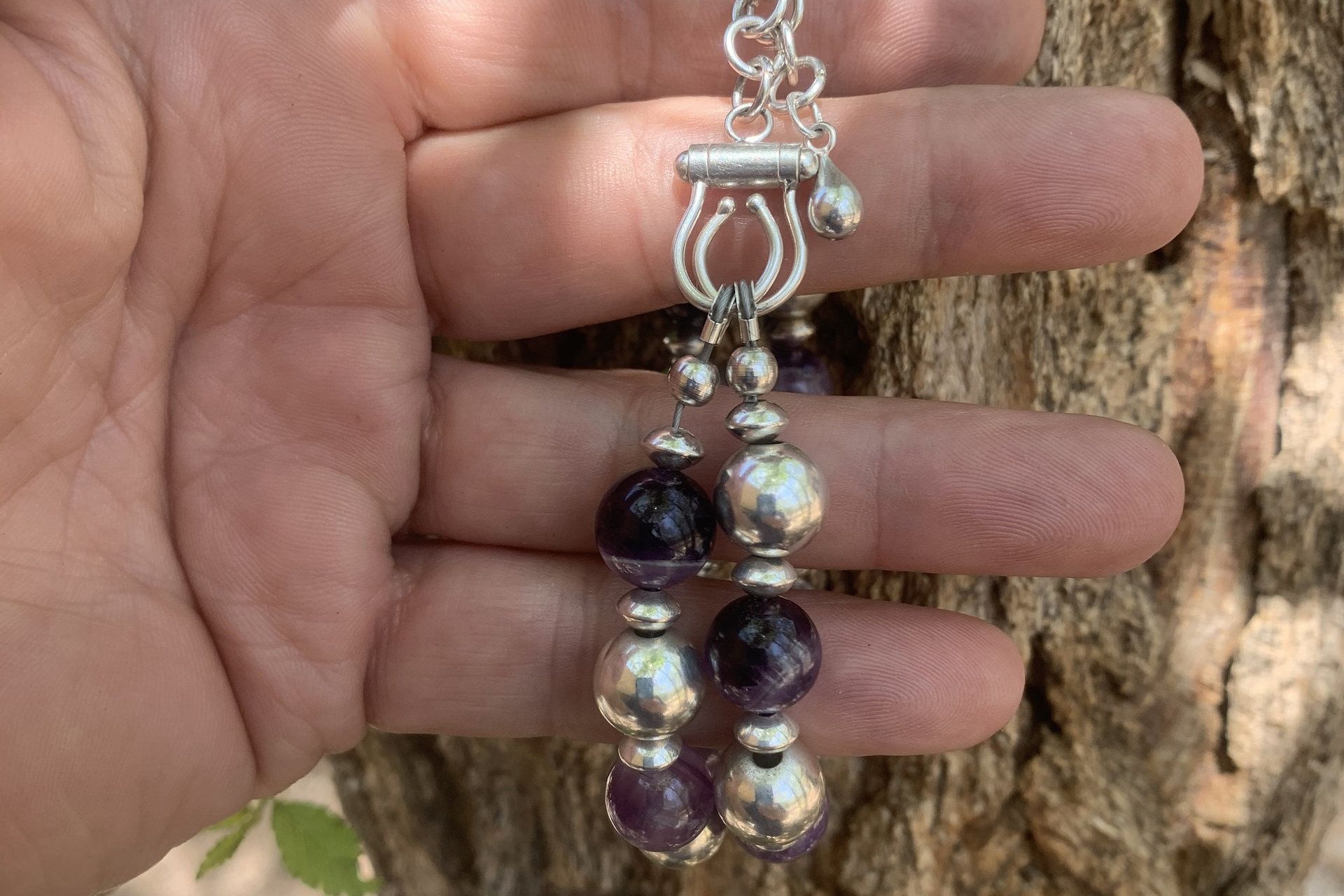 Amethyst Bracelet, 10mm Sterling Silver Bracelet, Gemstone Bracelet, Adjustable Bracelet