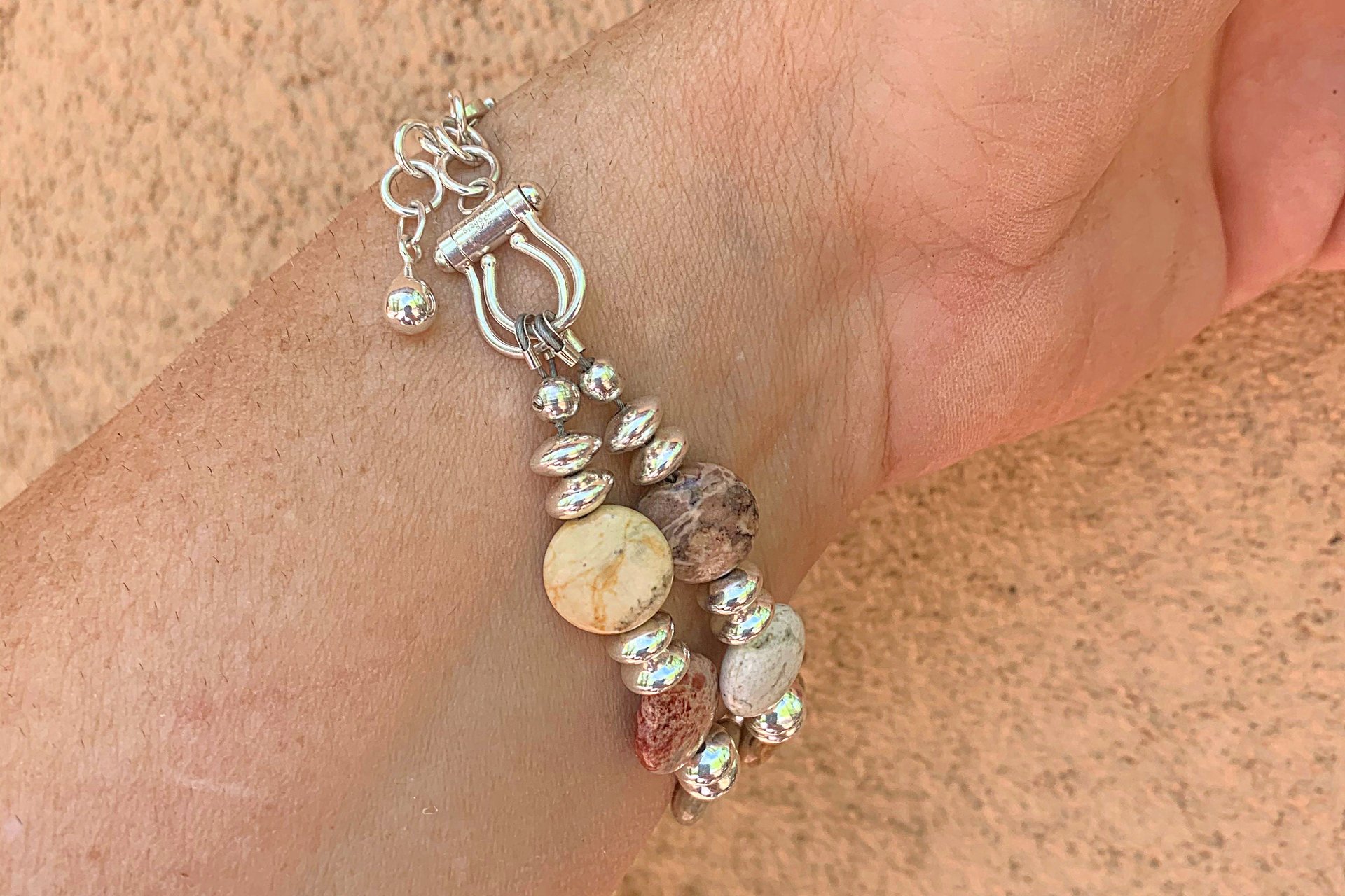 Sky Eye Jasper Bracelet, Sterling Silver Bracelet, Gemstone Bracelet, Adjustable Bracelet