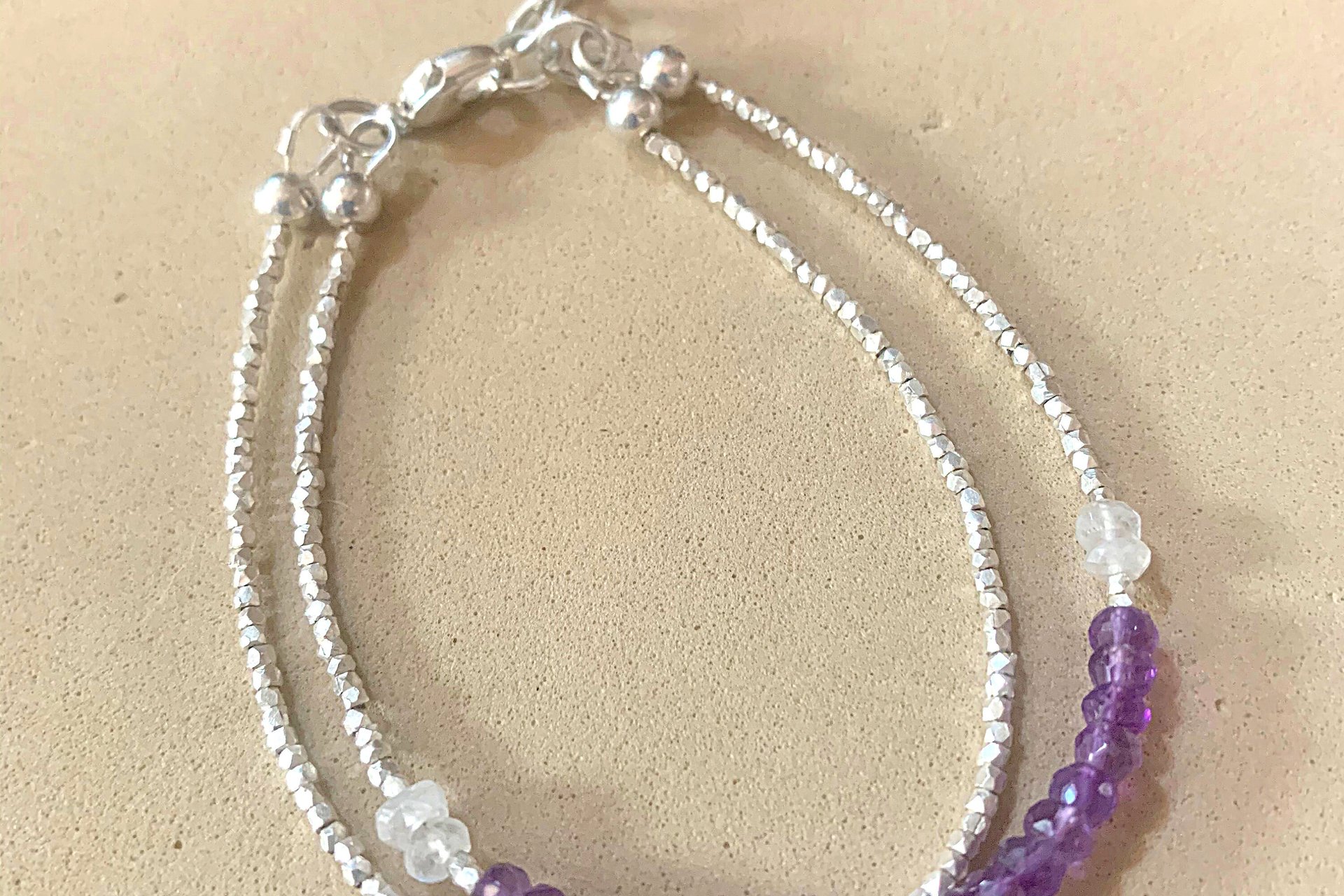 Garnet Bracelet, Gemstone Bracelet, Multistrand Bracelet, Hill Tribe Fine Silver Bracelet, Rainbow Moonstone Bracelet, Valentine Gift