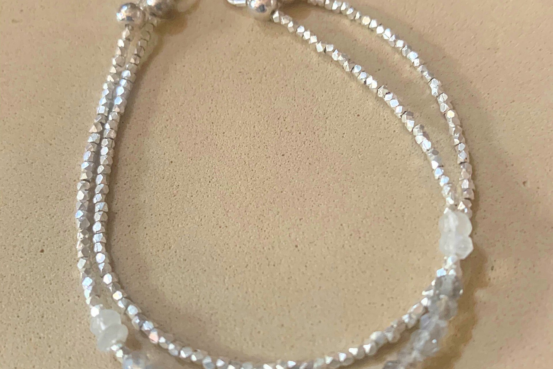 Apatite Bracelet, Sterling and Hill Tribe Fine Silver Bracelet, Gift for her, Multi-strand Bracelet, Adjustable Bracelet, Gemstone Bracelet