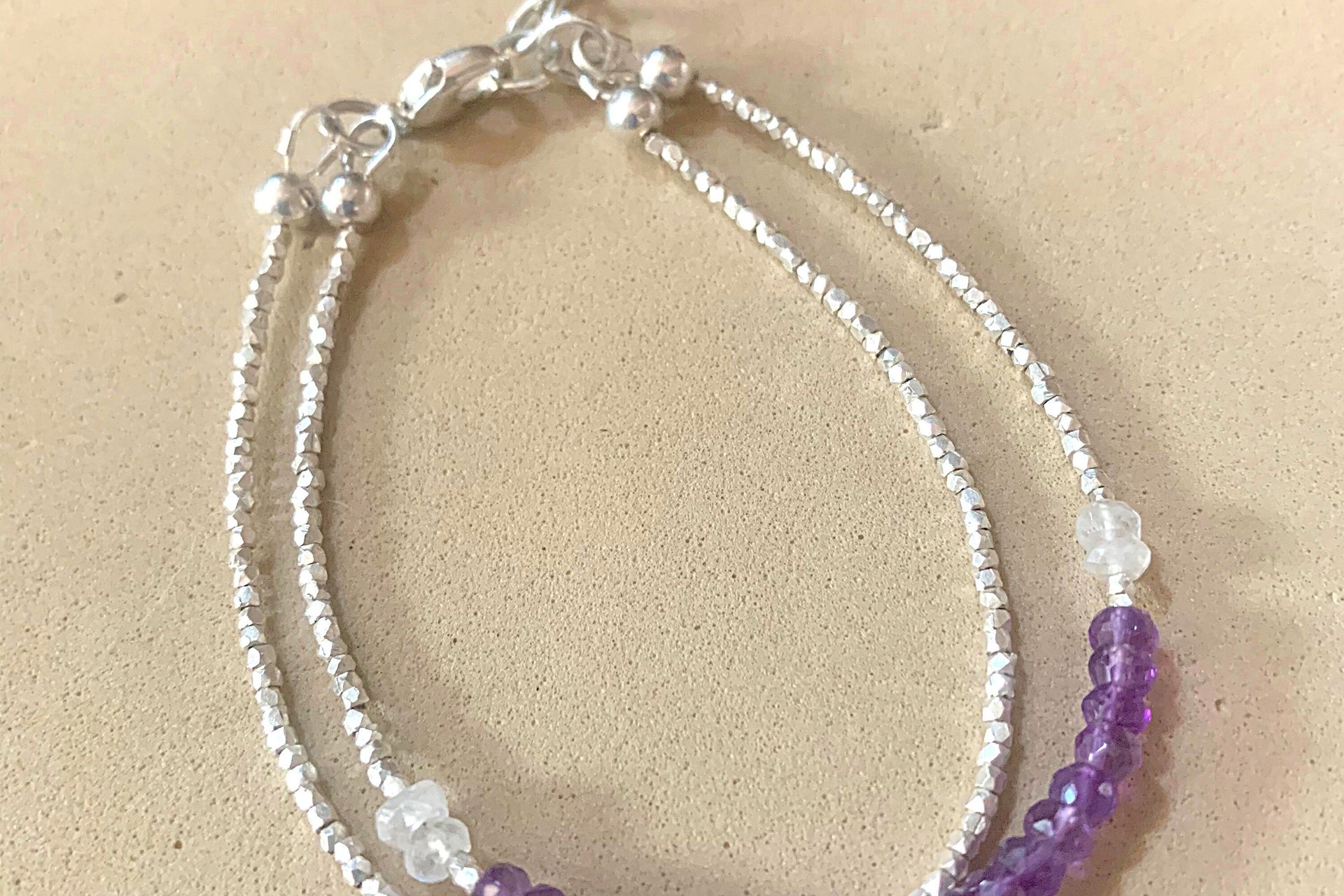 Apatite Bracelet, Sterling and Hill Tribe Fine Silver Bracelet, Gift for her, Multi-strand Bracelet, Adjustable Bracelet, Gemstone Bracelet